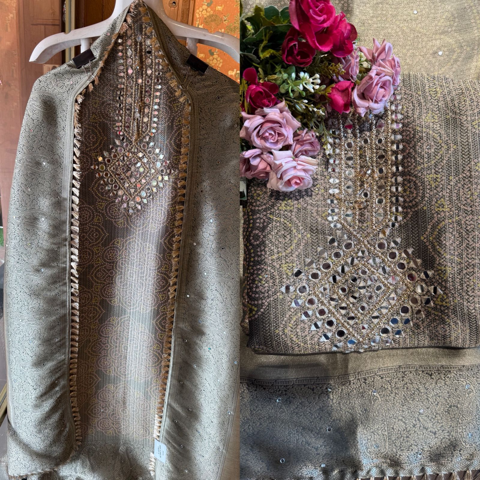 Bandhani Jacquard Unstitched Suit