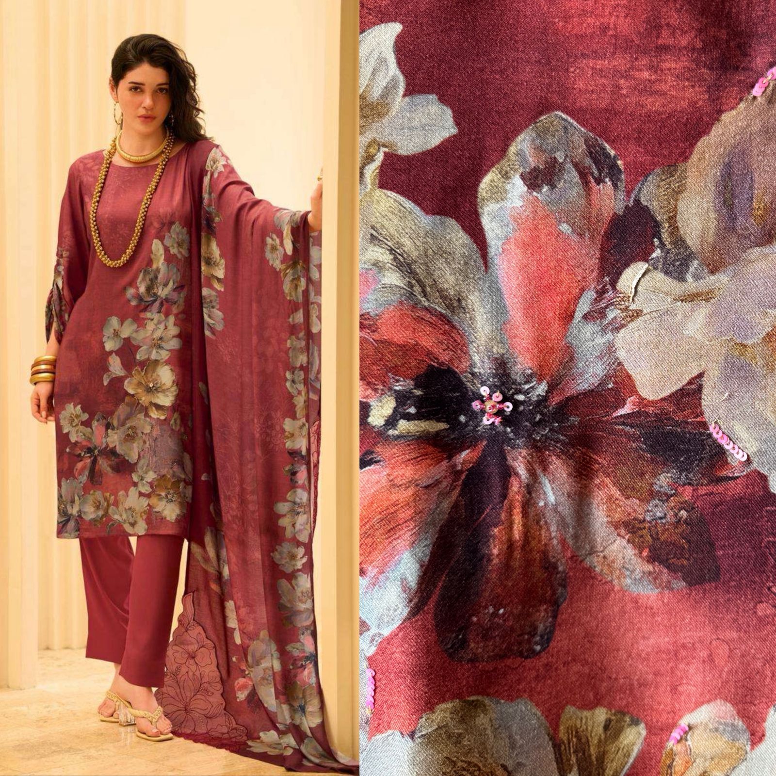 Viscose pashmina printed Shirt