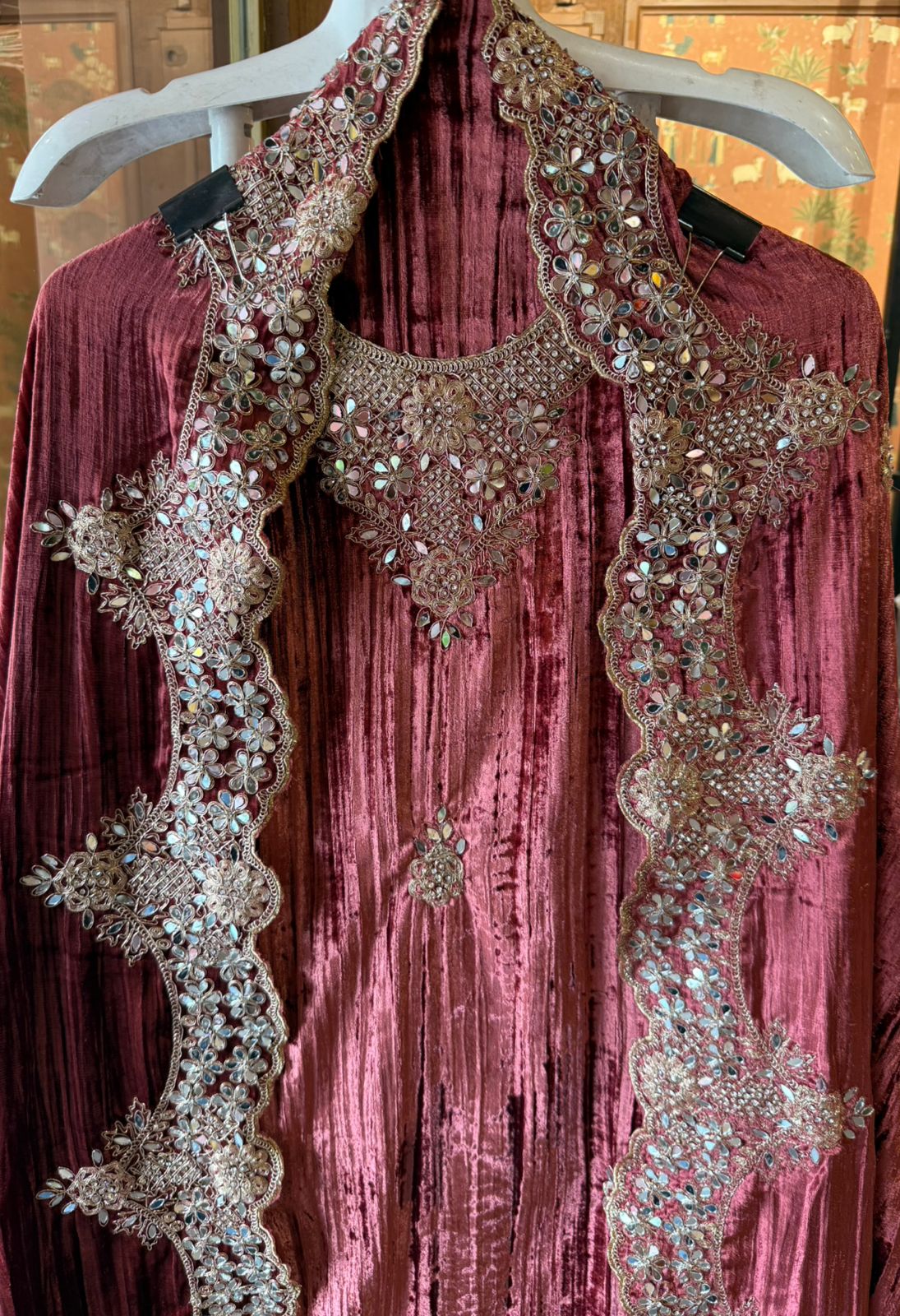 Crushed velvet Unstitched Suit