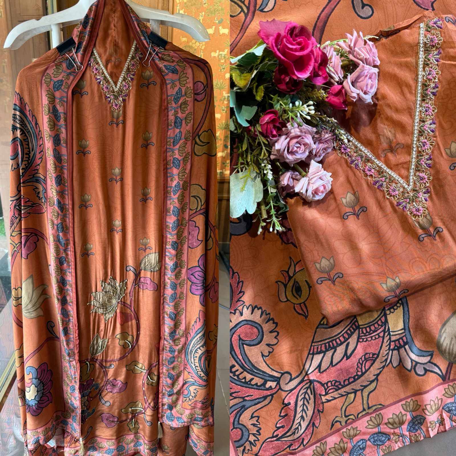 Pure crepe digital printed Unstitched Shirt