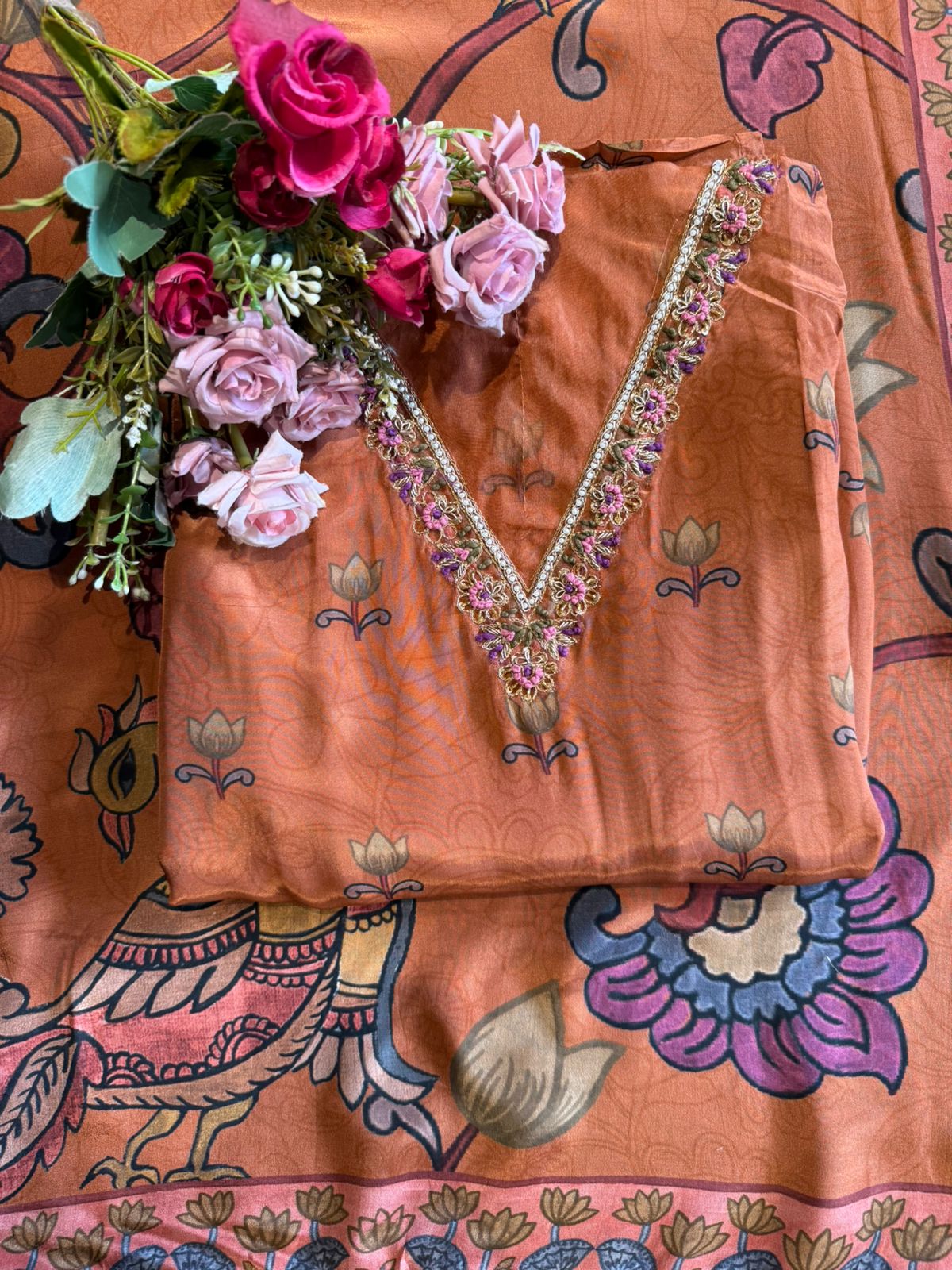 Pure crepe digital printed Unstitched Shirt