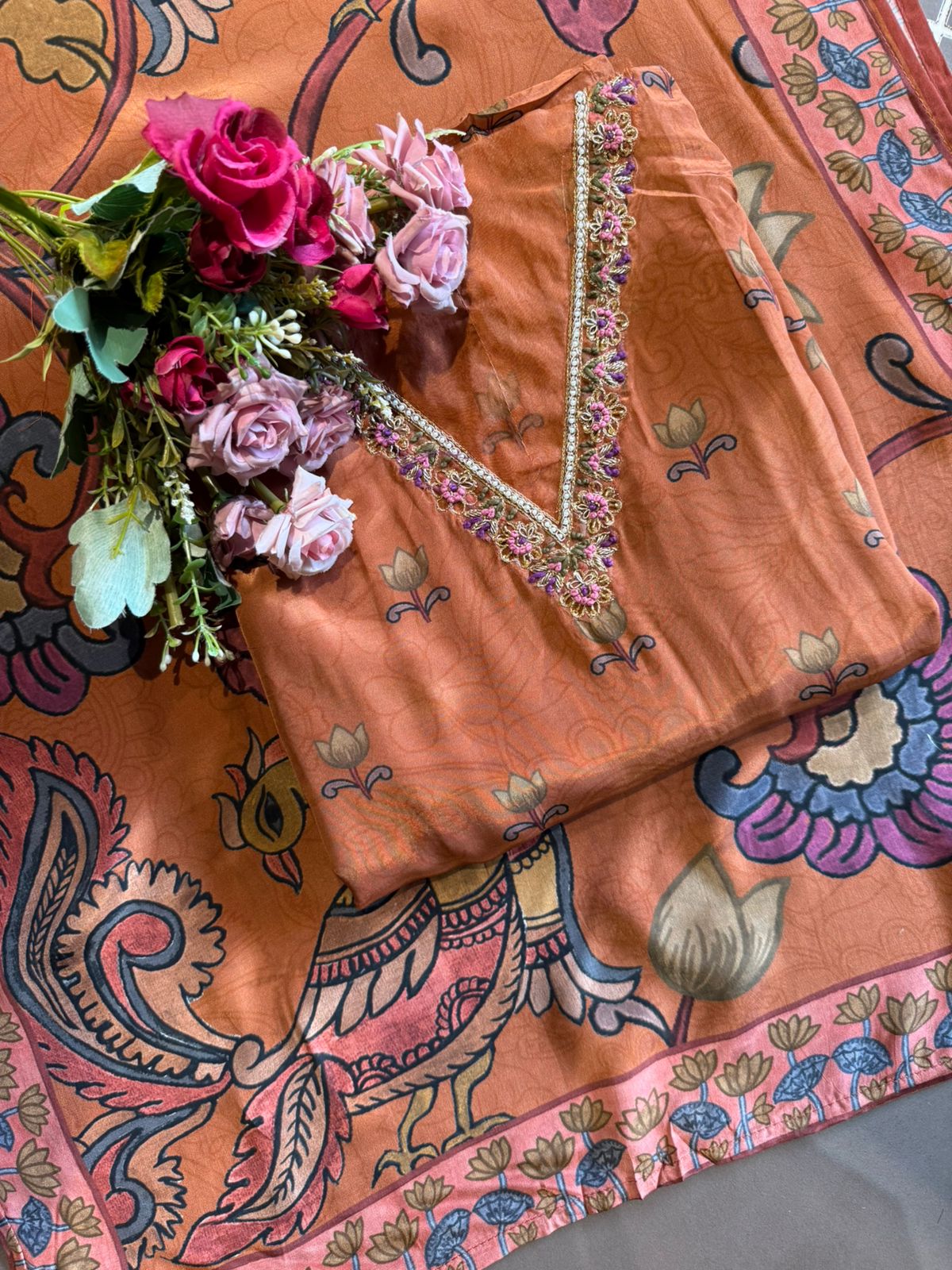 Pure crepe digital printed Unstitched Shirt