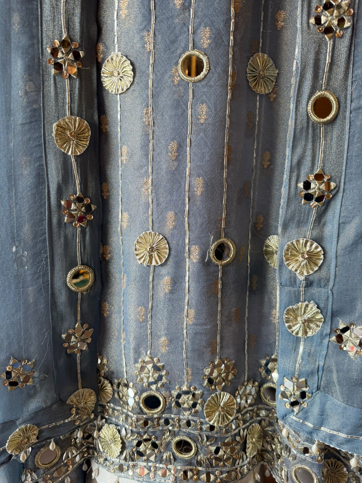 Dusty a tell blue base kurta