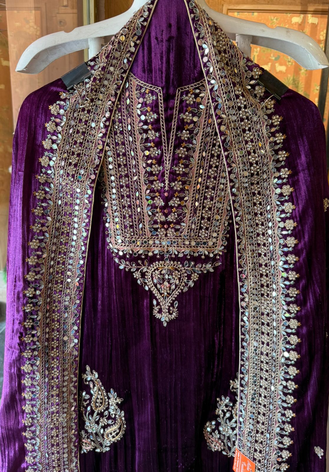 Heavily hand-worked velvet suit