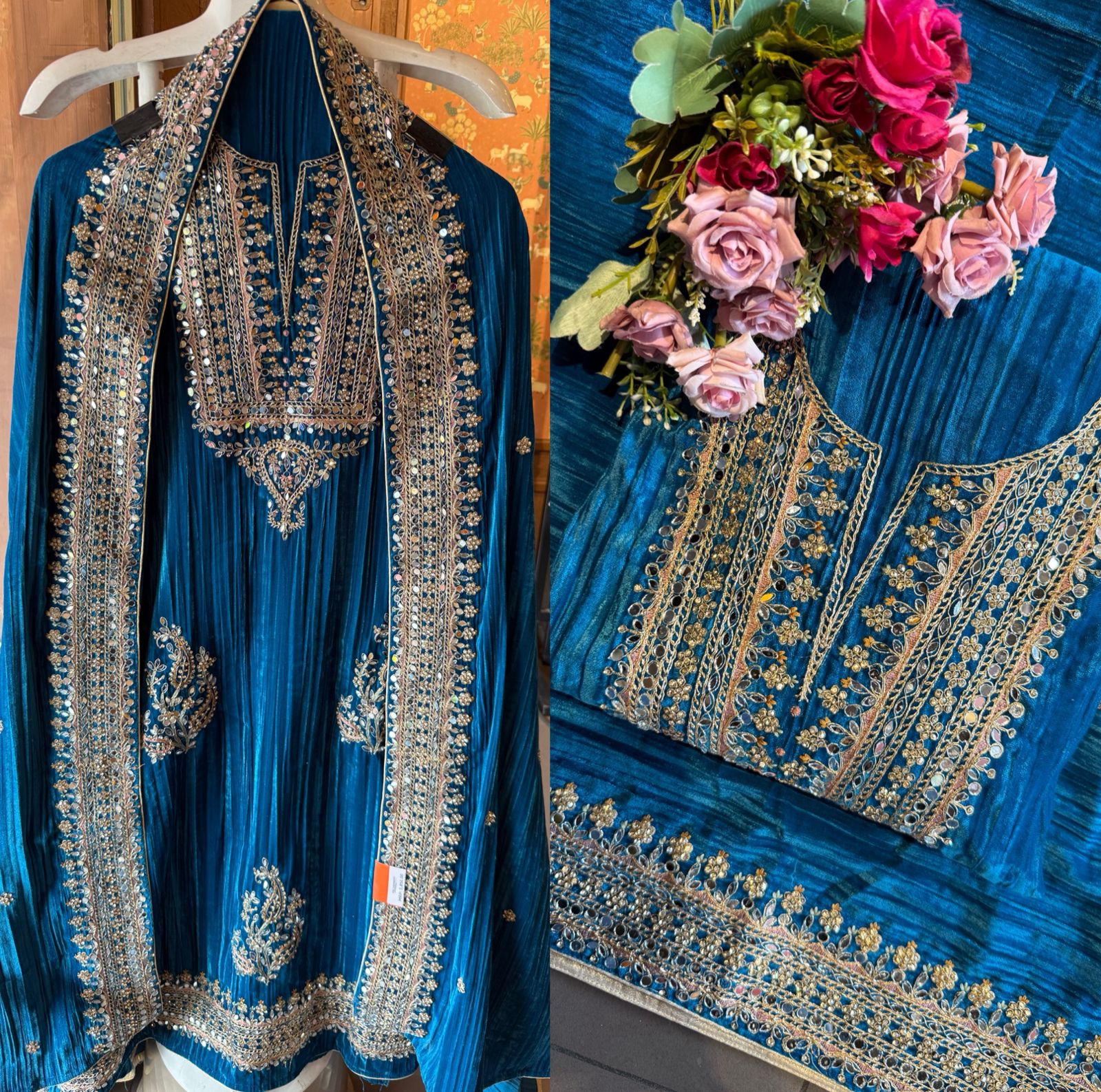 Heavily hand-worked velvet suit