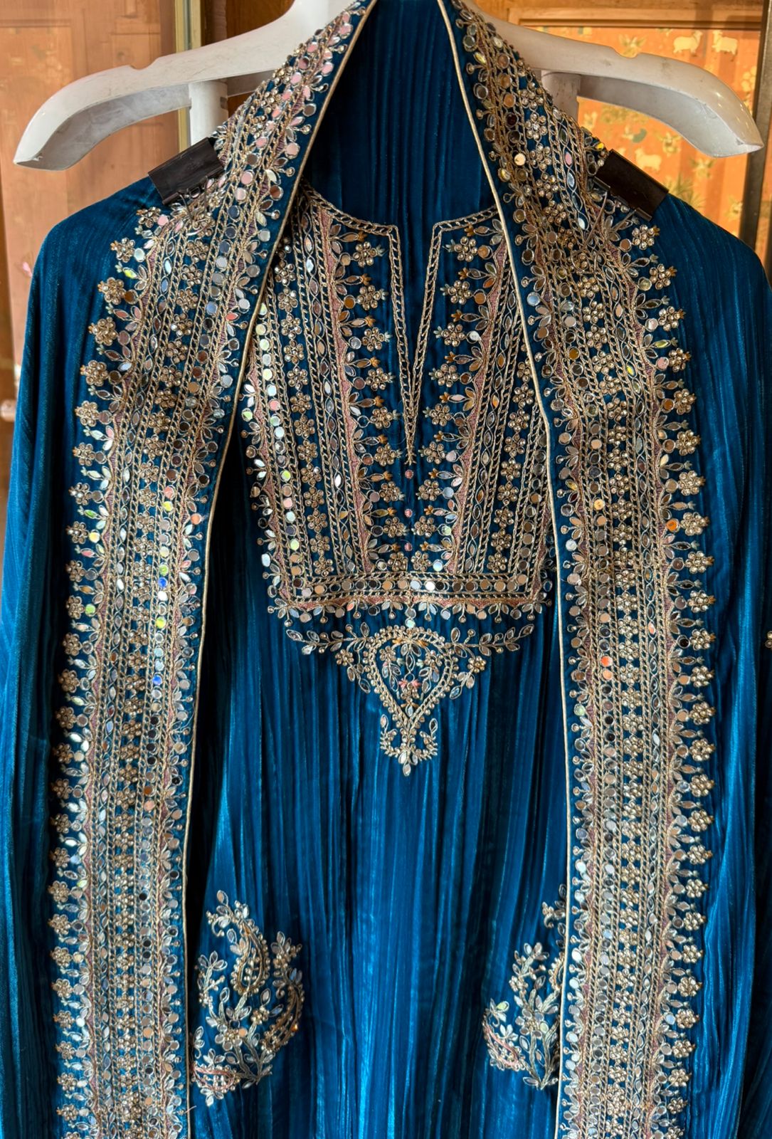 Heavily hand-worked velvet suit