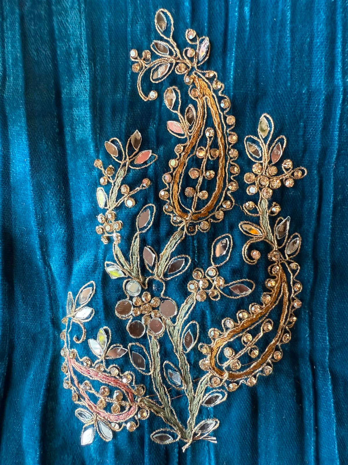 Heavily hand-worked velvet suit