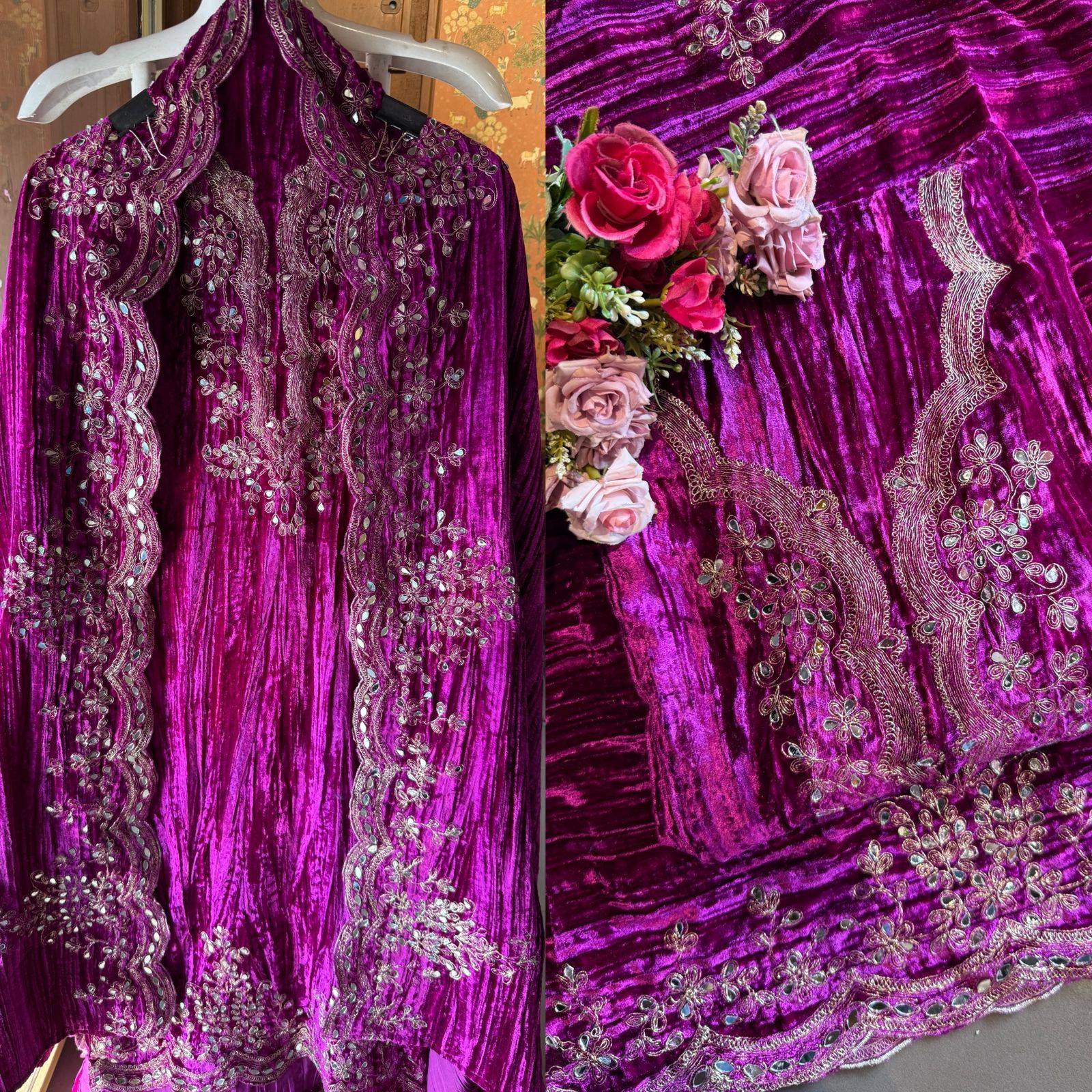 Crushed Velvet Unstitched Suits