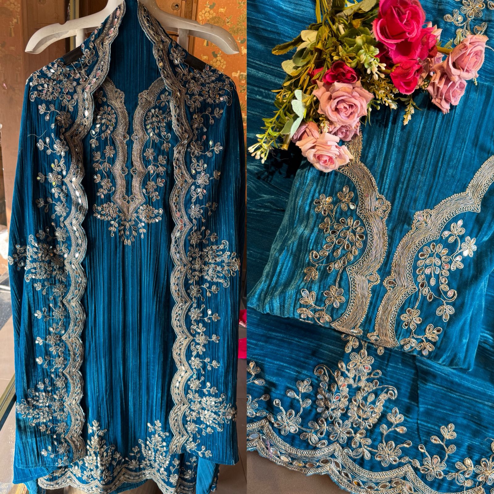 Crushed Velvet Unstitched Suits