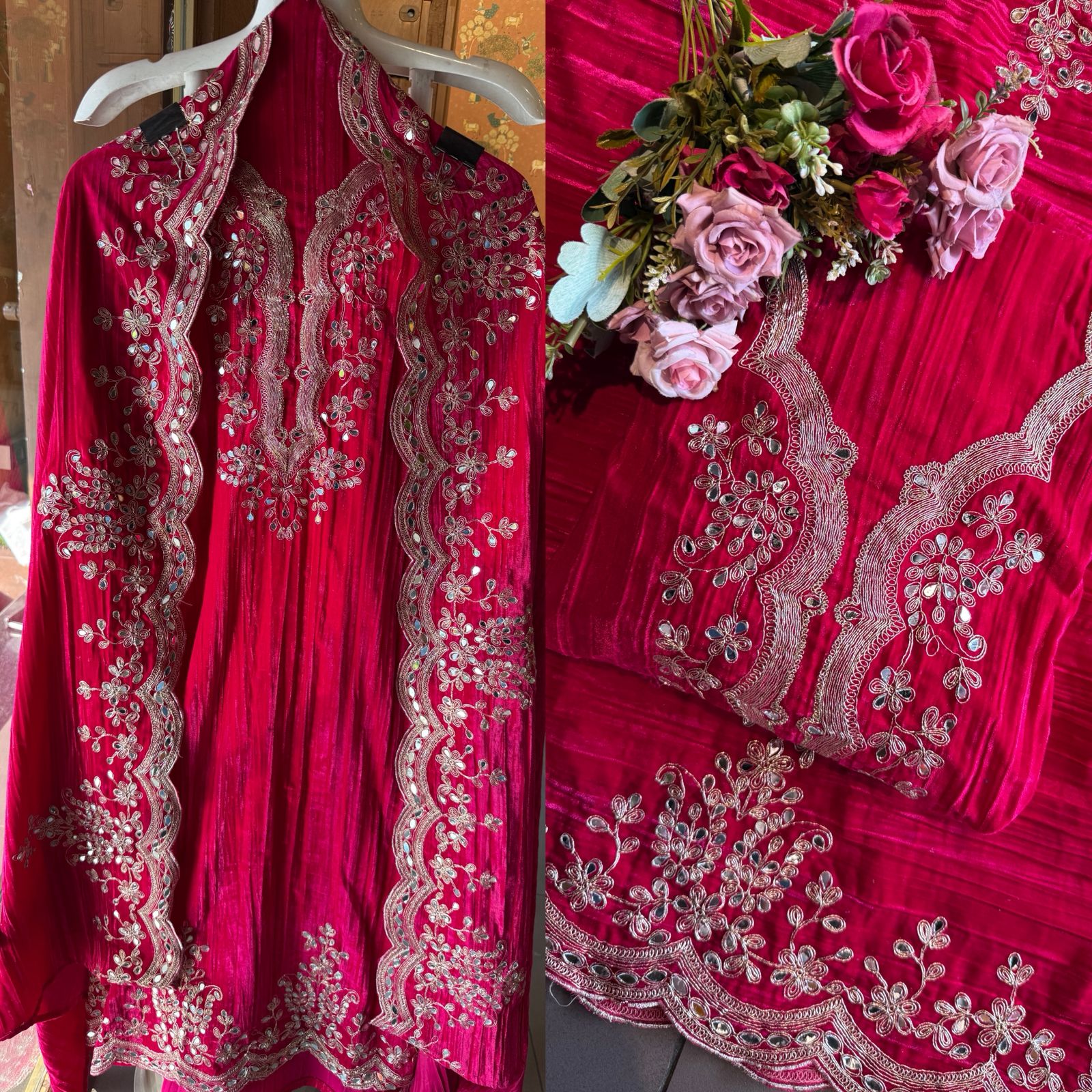 Crushed Velvet Unstitched Suits