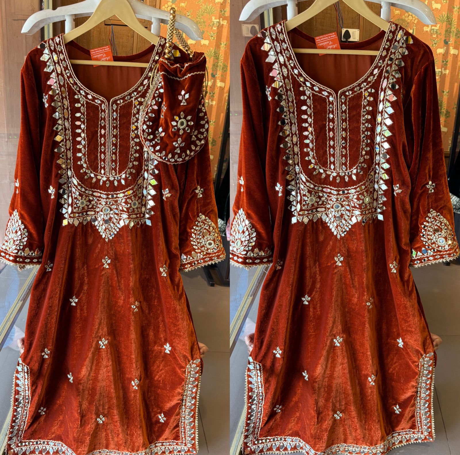 Velvet long Kurta set