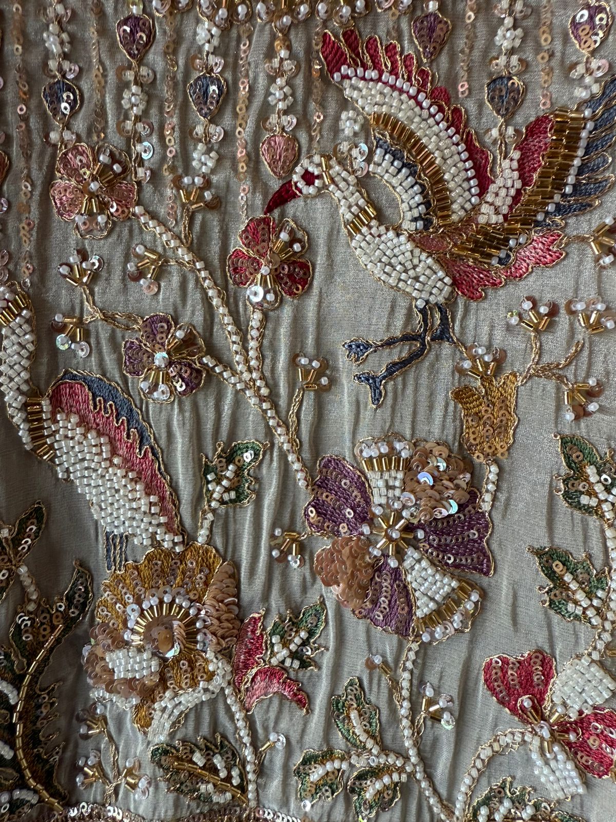 Champagne Gold Hand-Embroidered Unstitched Suit Set