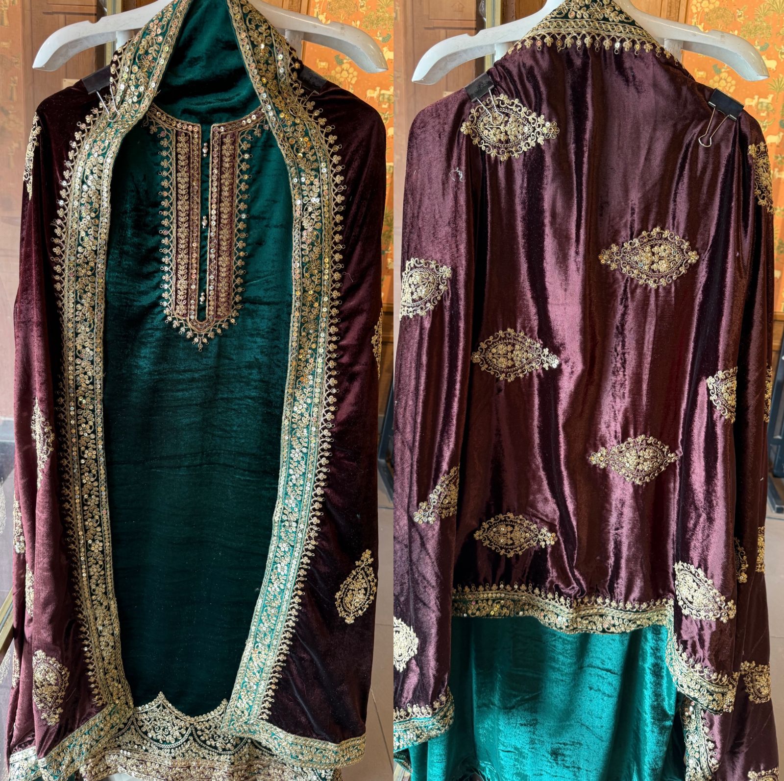 Plain silk velvet Unstitched suit