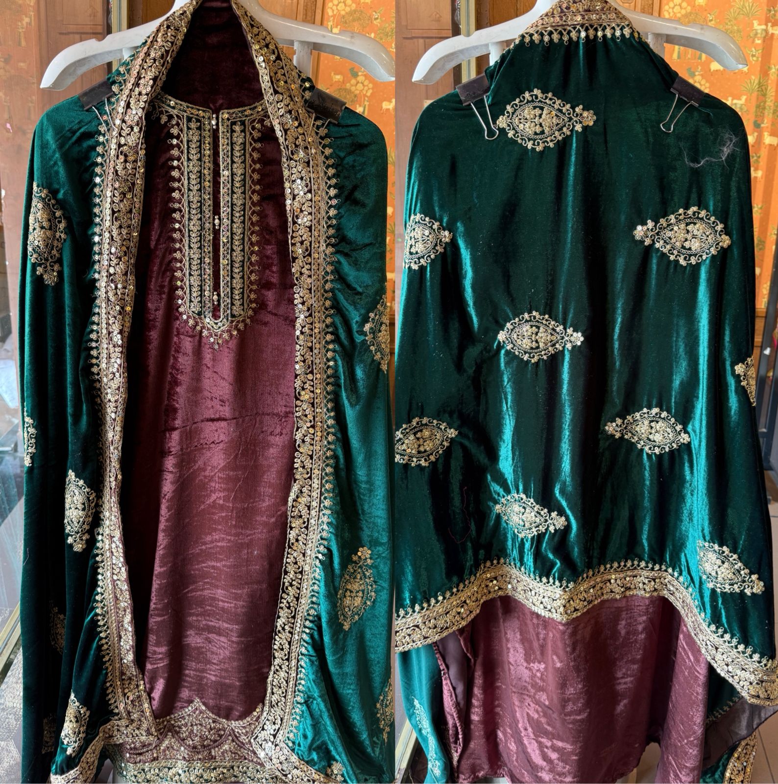 Plain silk velvet Unstitched suit