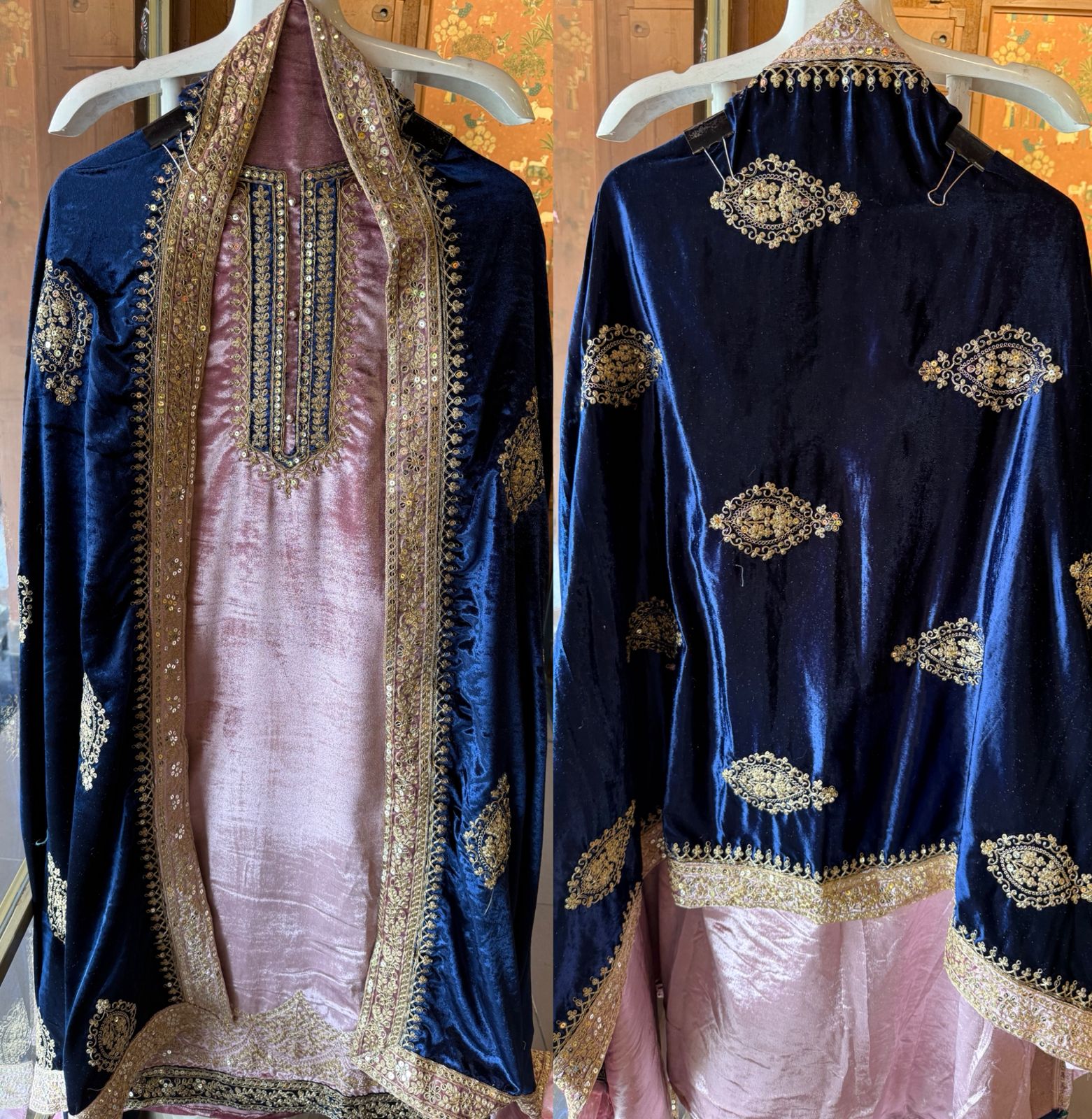 Plain silk velvet Unstitched suit
