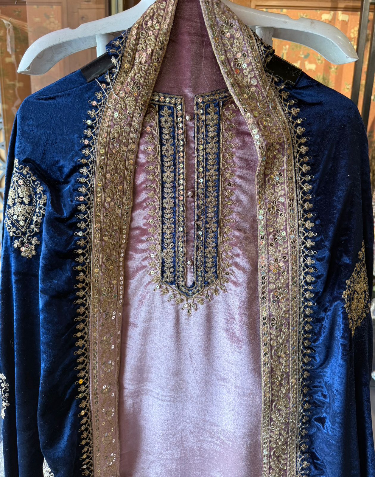 Plain silk velvet Unstitched suit