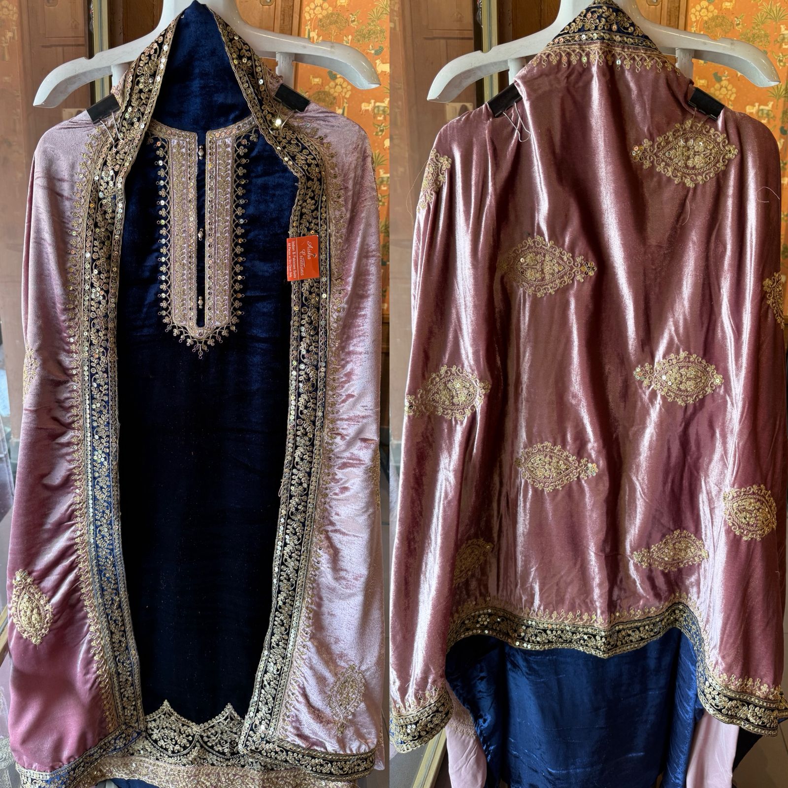 Plain silk velvet Unstitched suit