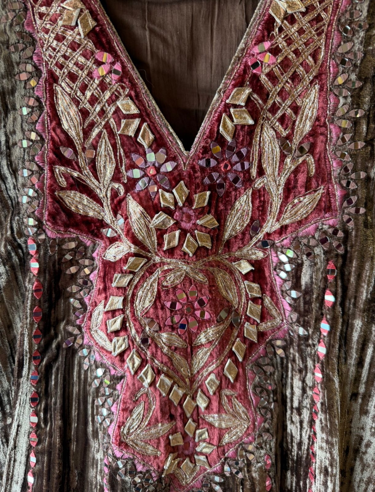 CRUSHED VELVET STITCHED ANARKALI SET