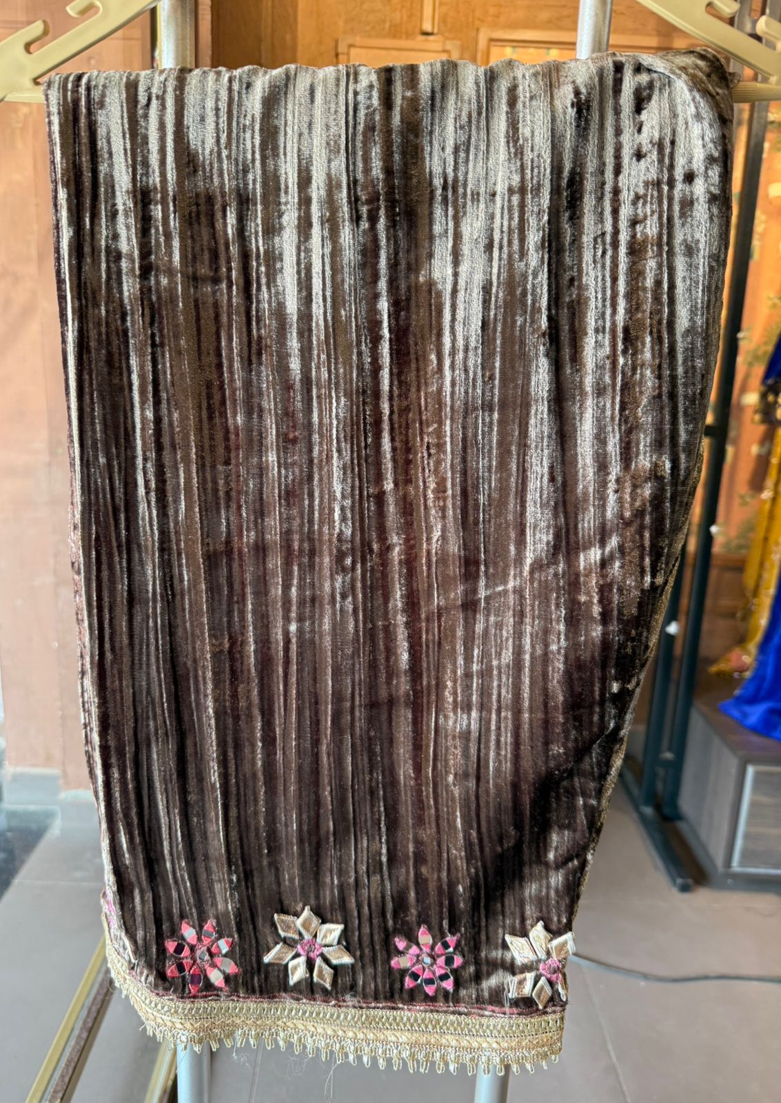 CRUSHED VELVET STITCHED ANARKALI SET