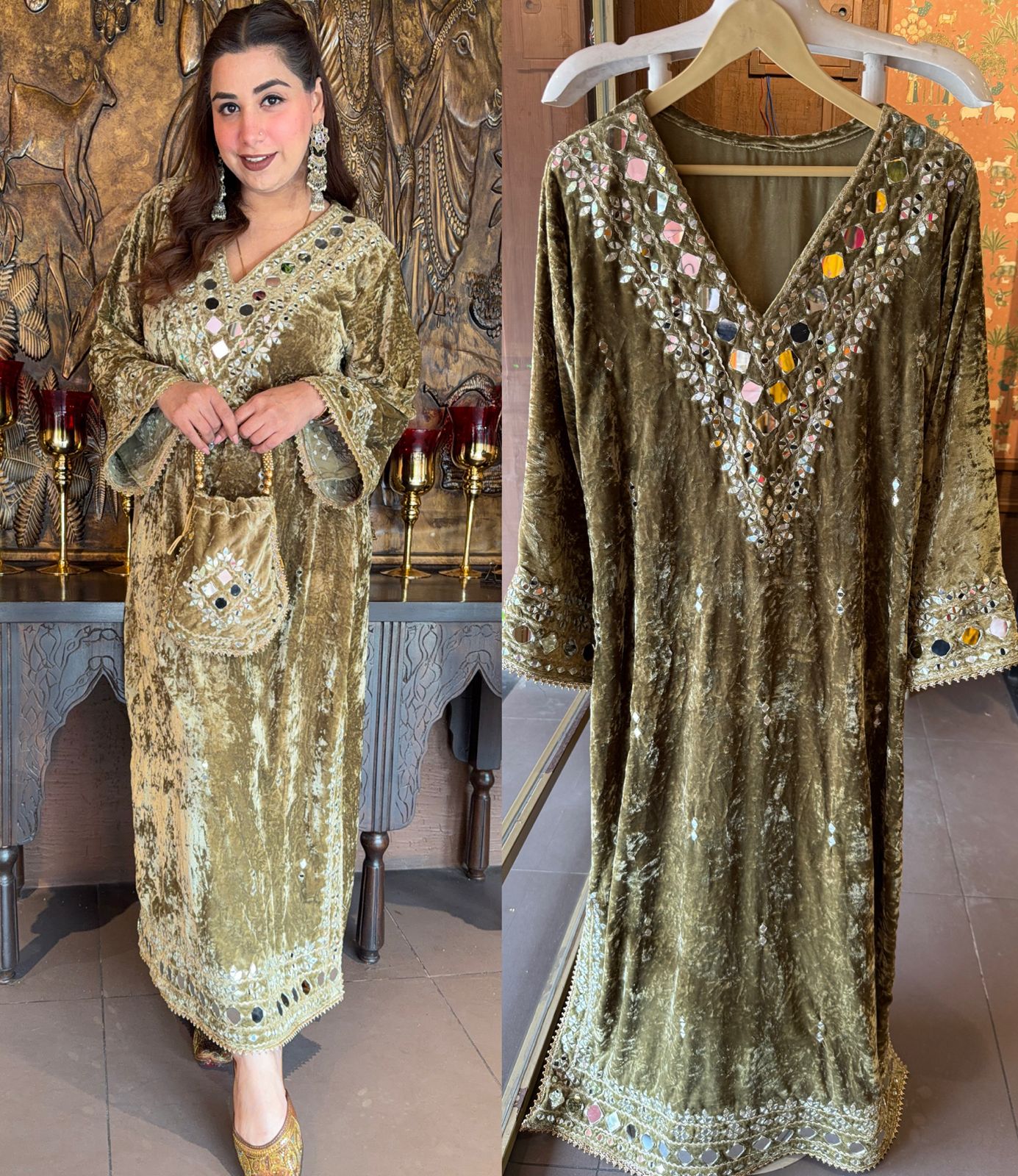 Velvet long Kurta set