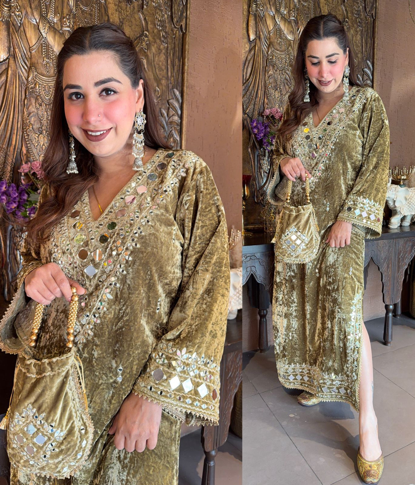 Velvet long Kurta set