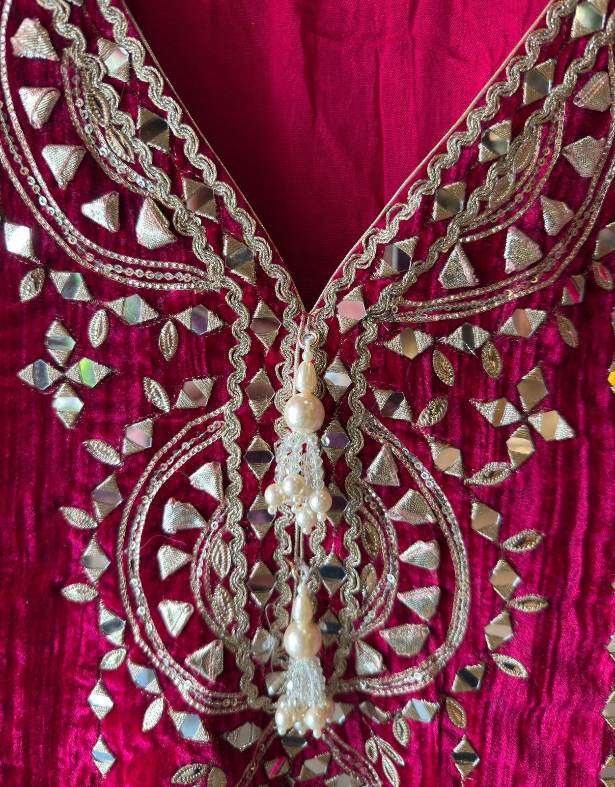 Crushed velvet Stitched anarkali set