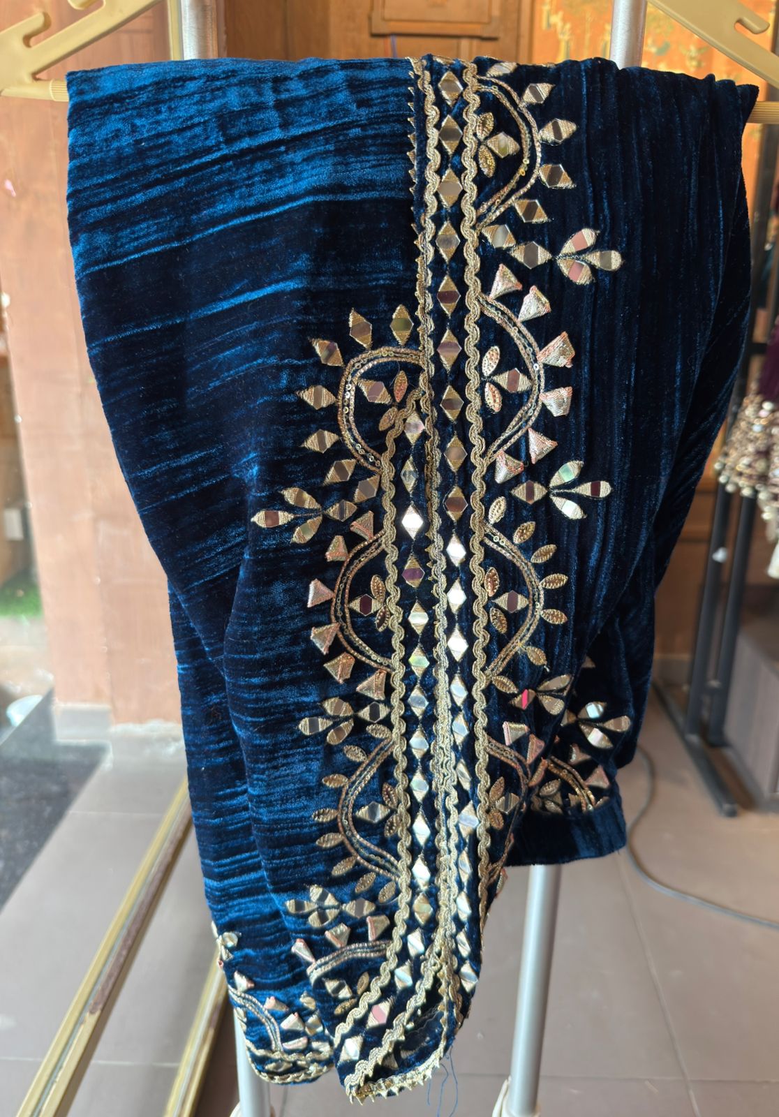 Crushed velvet Stitched anarkali set