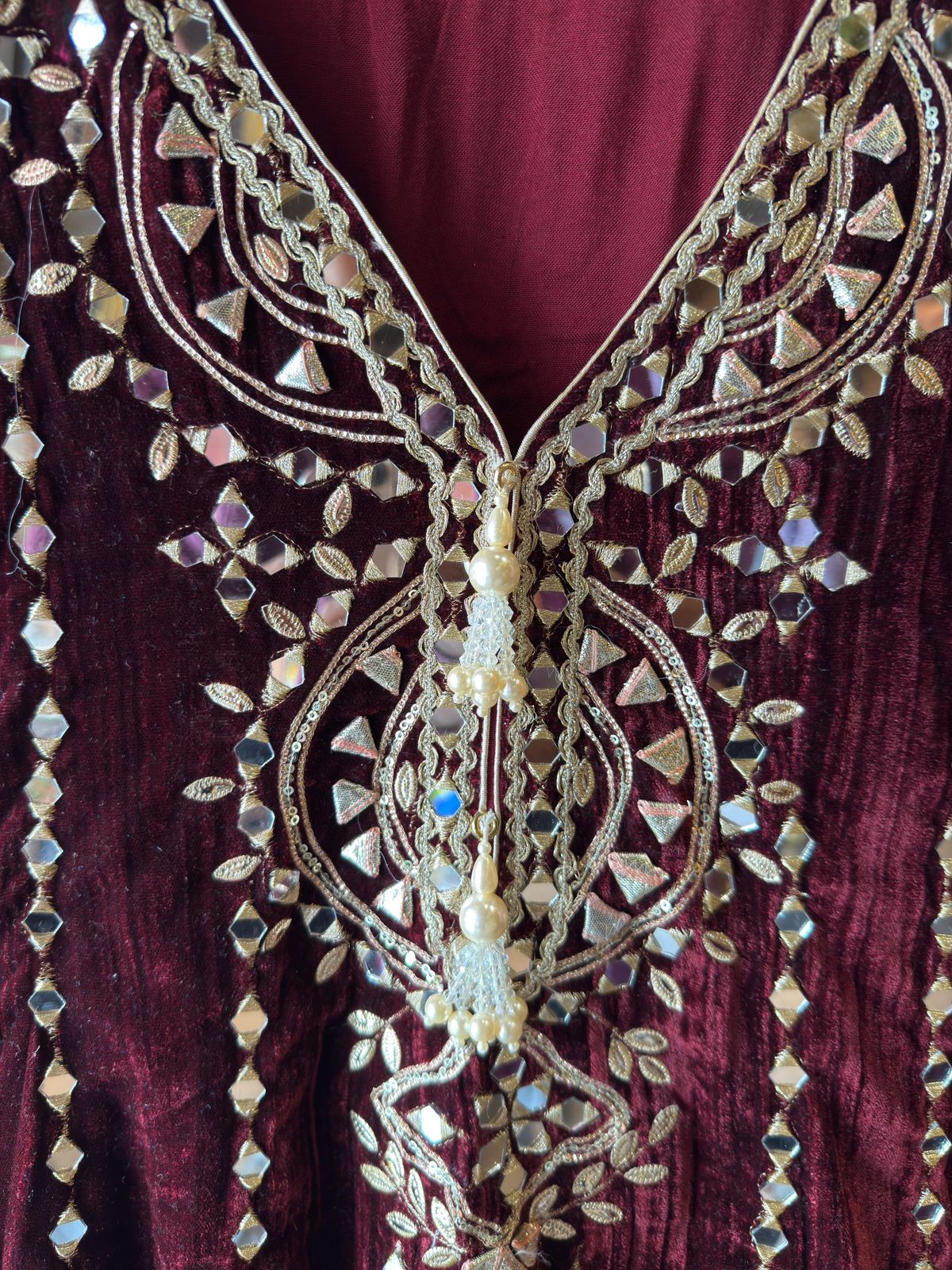 Crushed velvet Stitched anarkali set