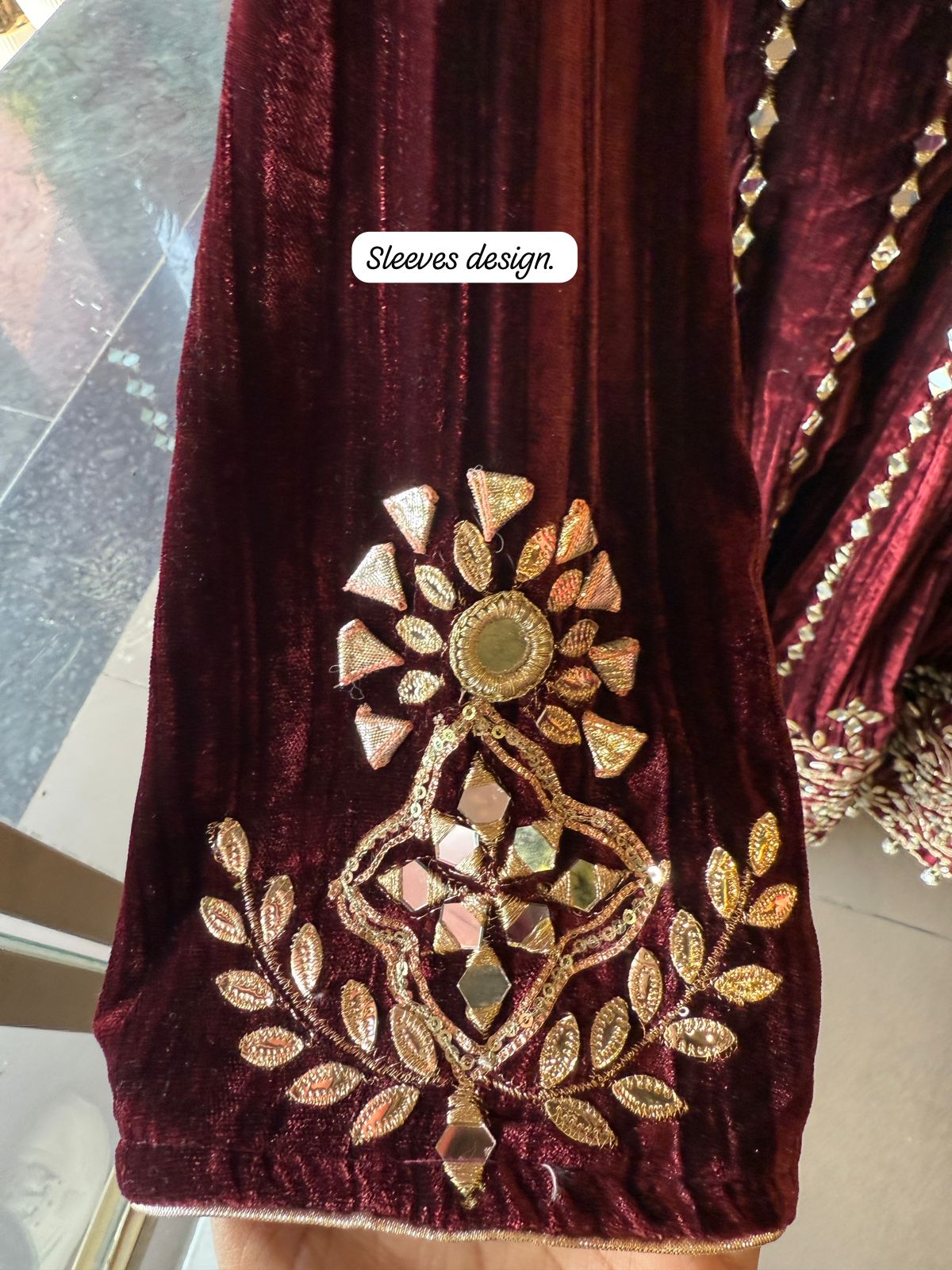 Crushed velvet Stitched anarkali set