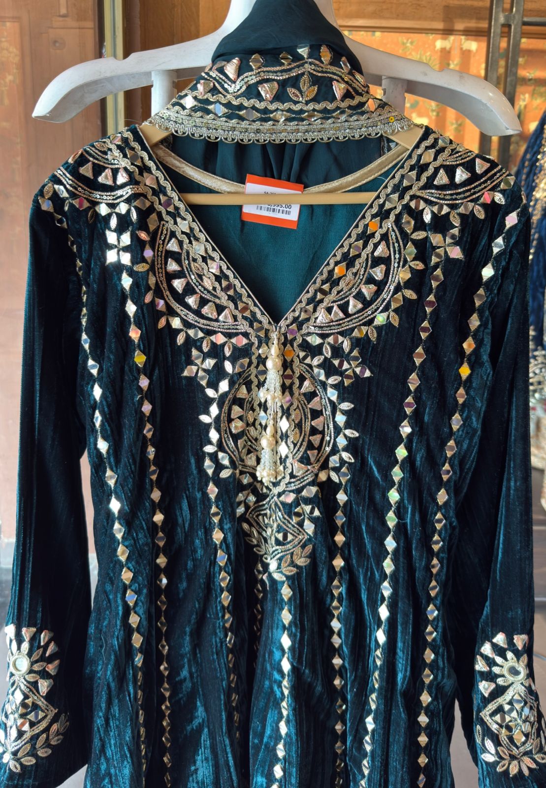 Crushed velvet Stitched anarkali set