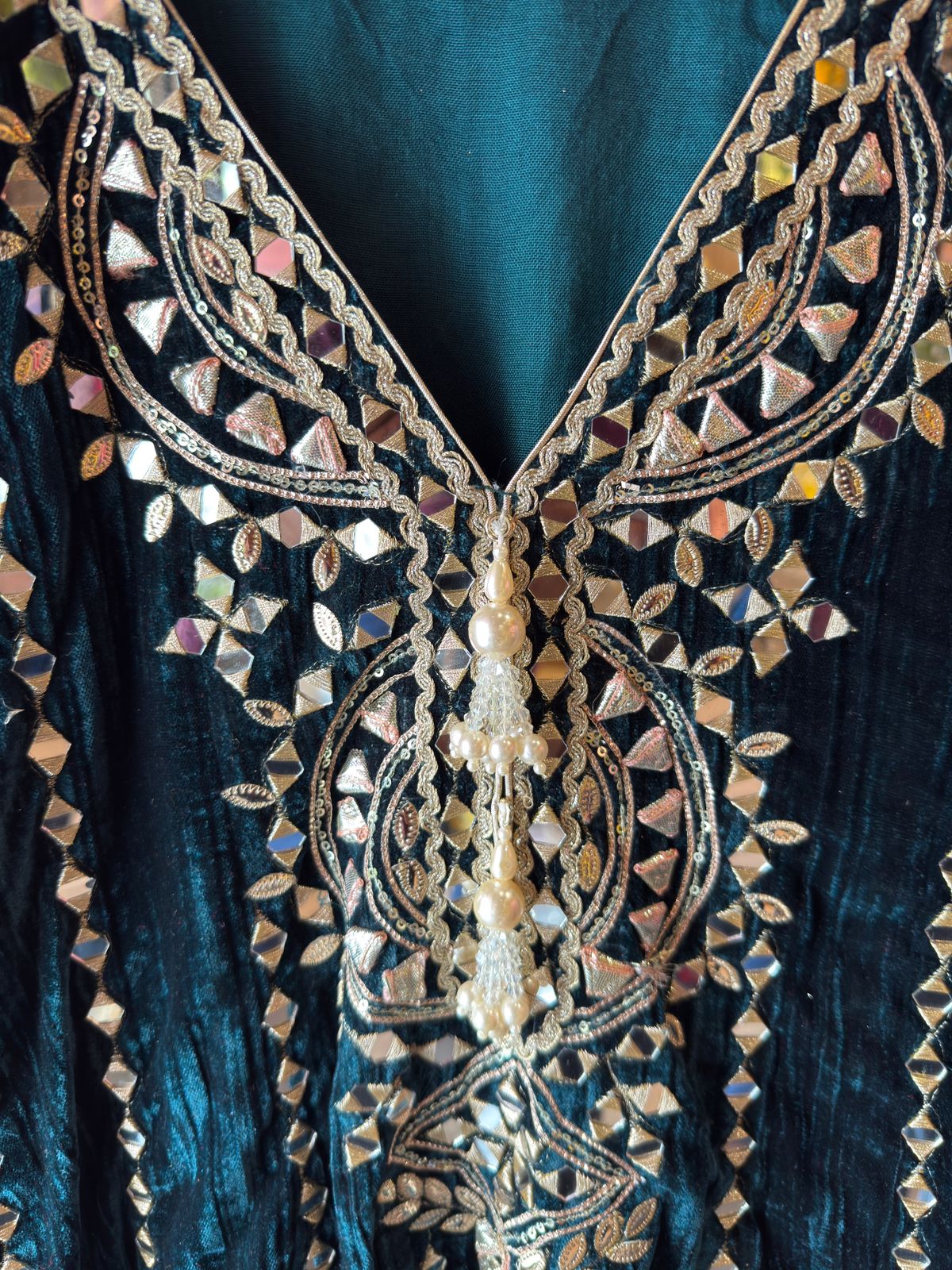 Crushed velvet Stitched anarkali set