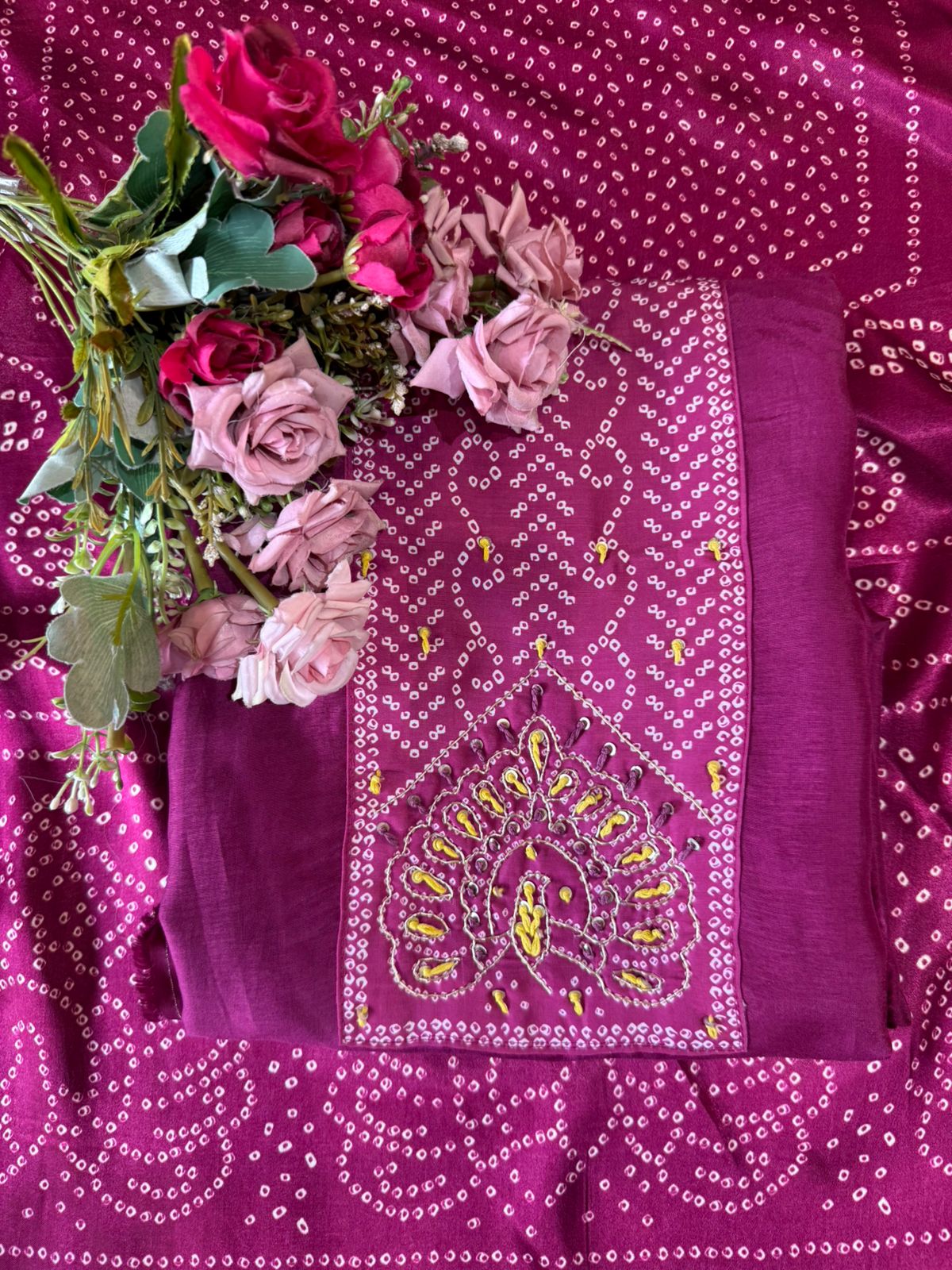 Silk Shirt with digital Bandhani printed