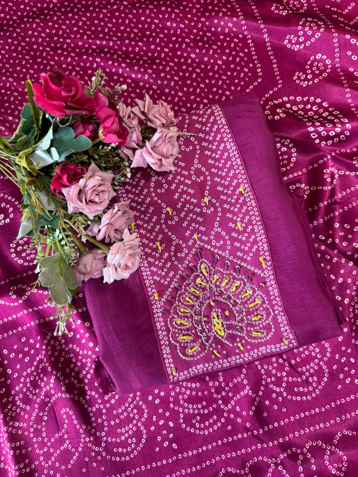 Silk Shirt with digital Bandhani printed
