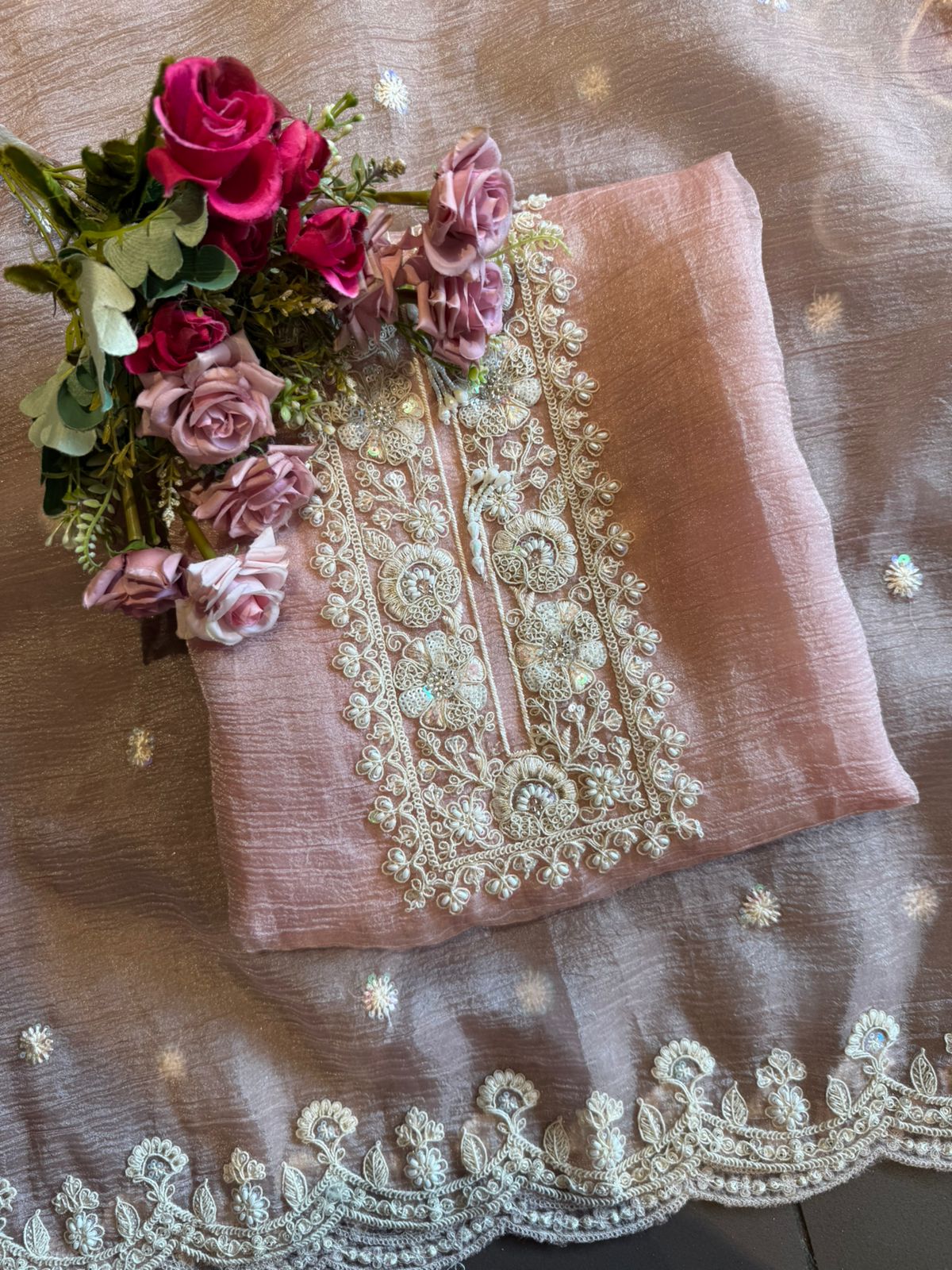 Crushed tissue Unstitched Shirt