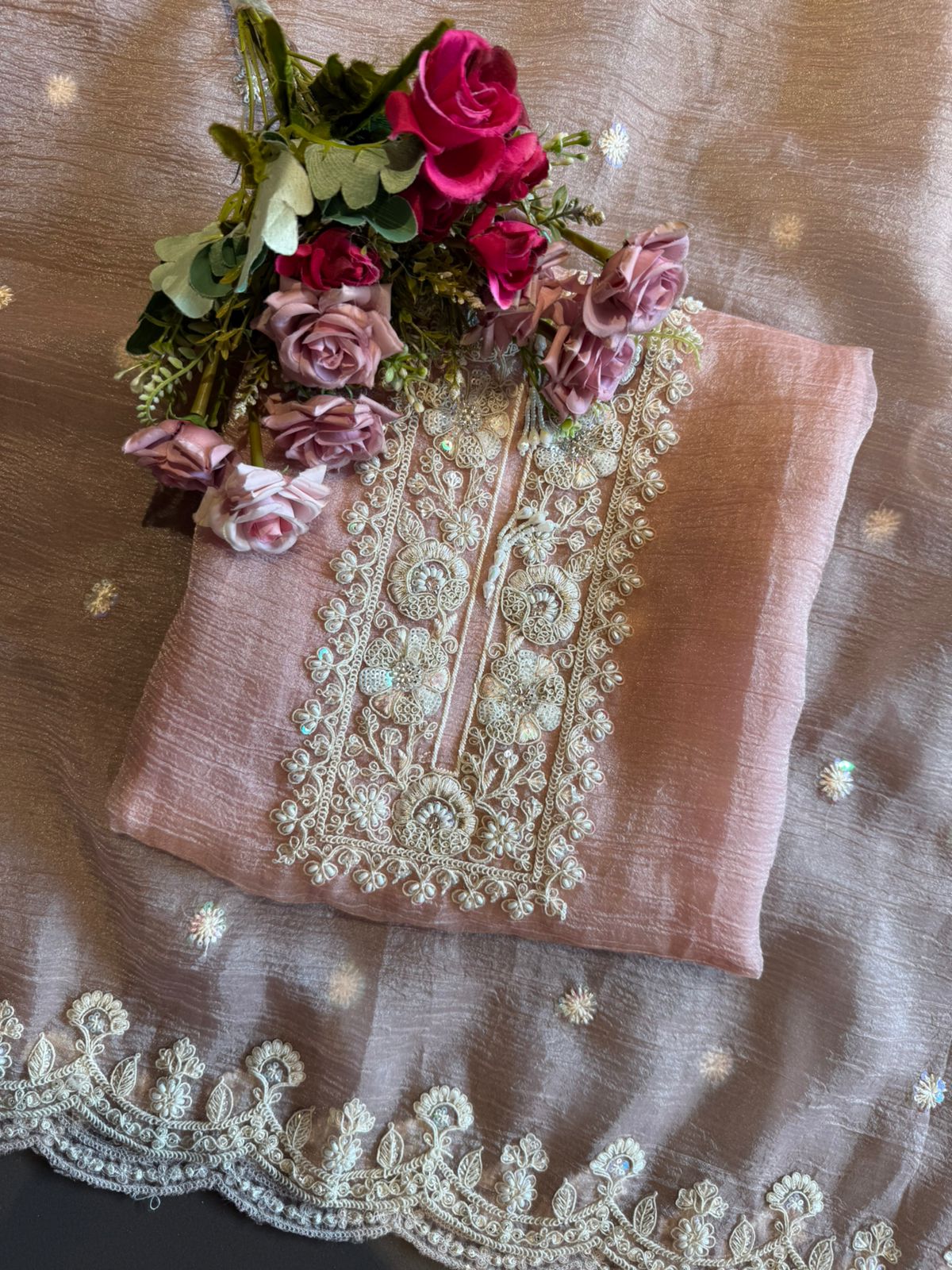 Crushed tissue Unstitched Shirt