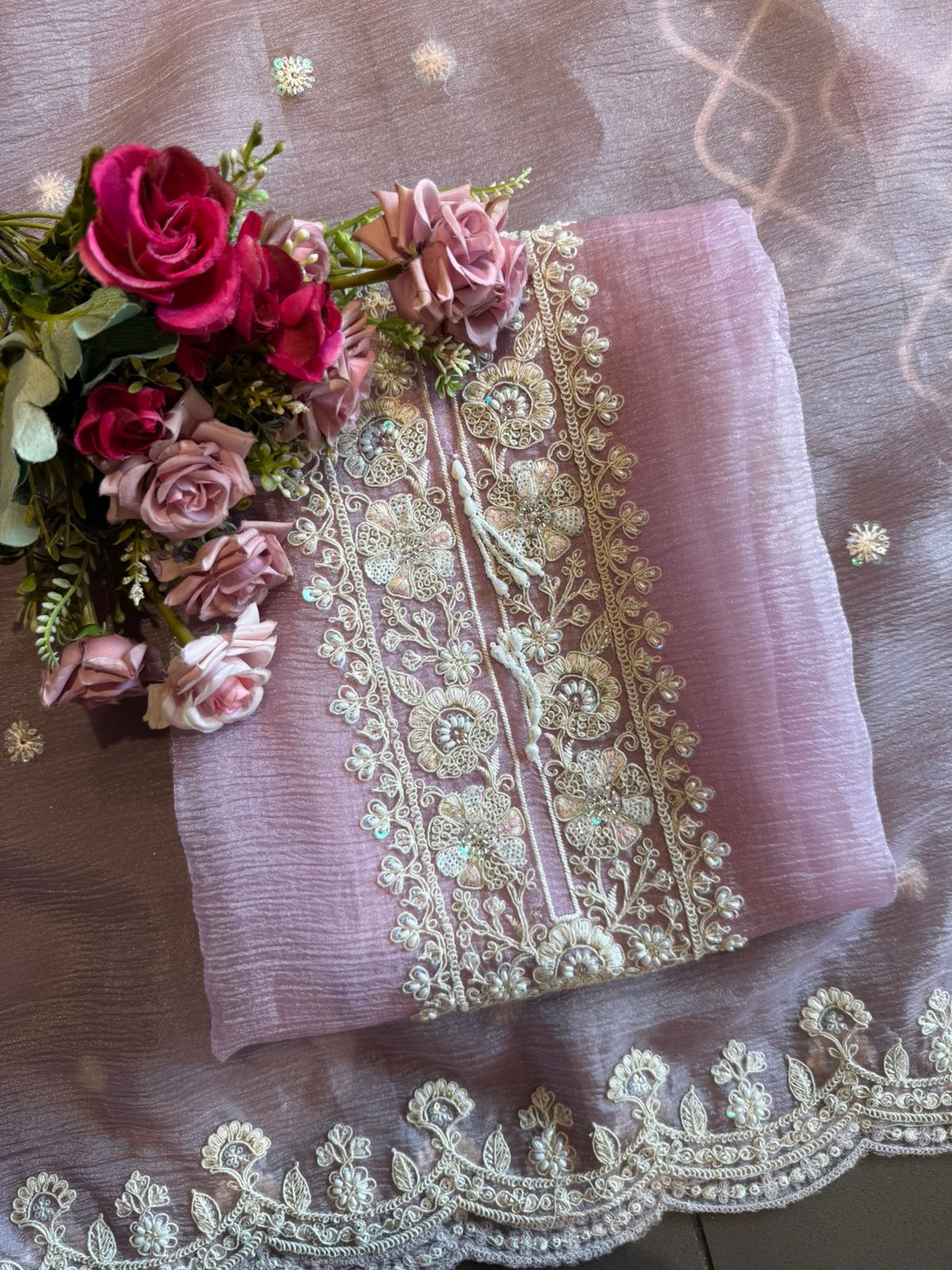 Crushed tissue Unstitched Shirt