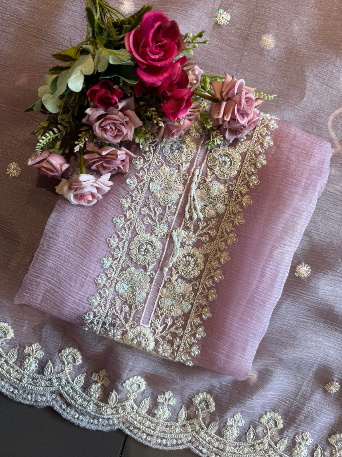 Crushed tissue Unstitched Shirt