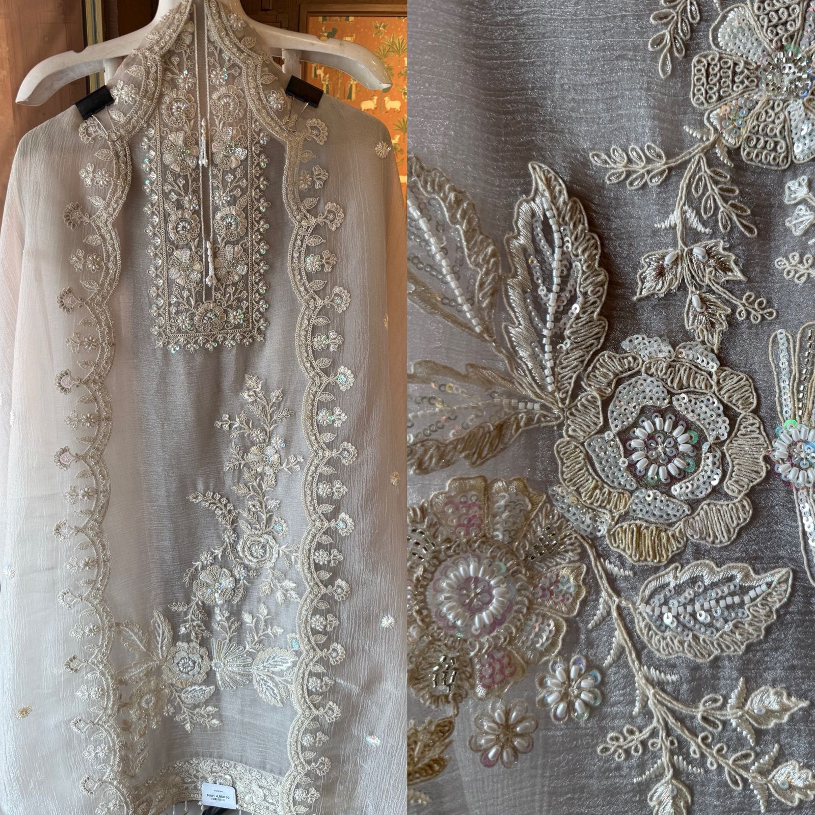 Crushed tissue Unstitched Shirt