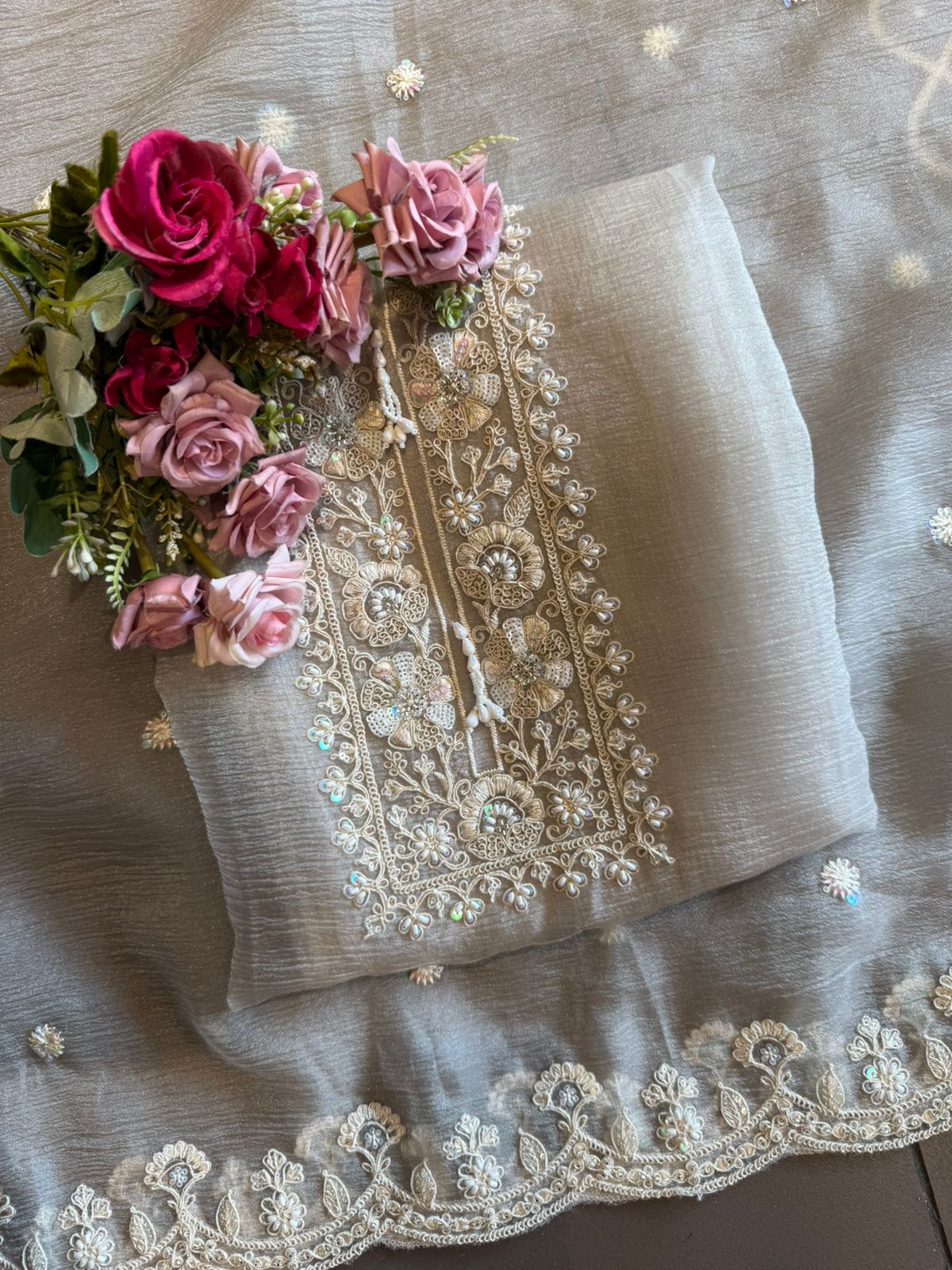 Crushed tissue Unstitched Shirt