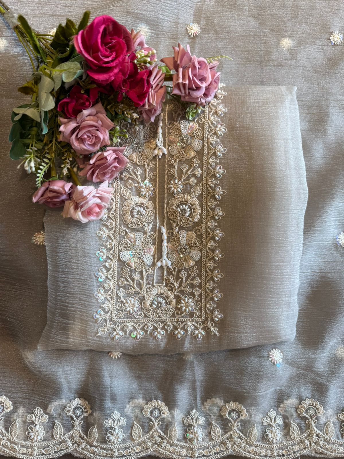 Crushed tissue Unstitched Shirt