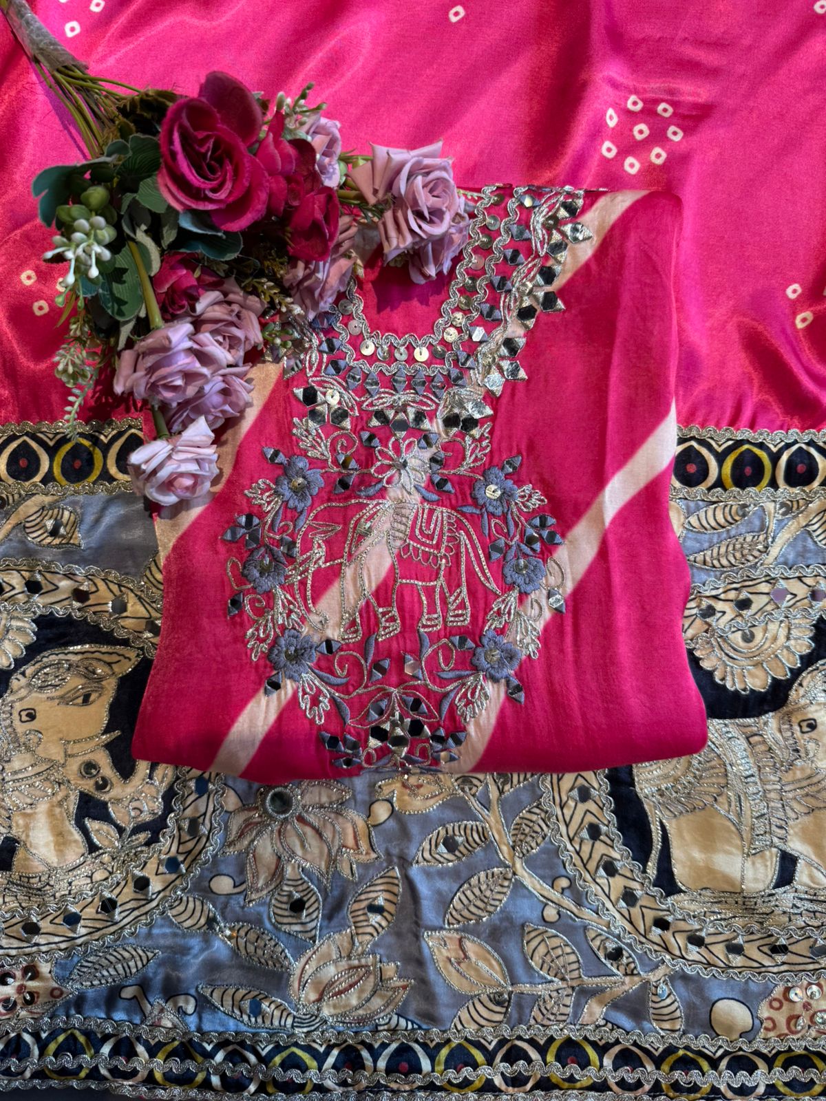 Satin-Silk Bandhani Suit