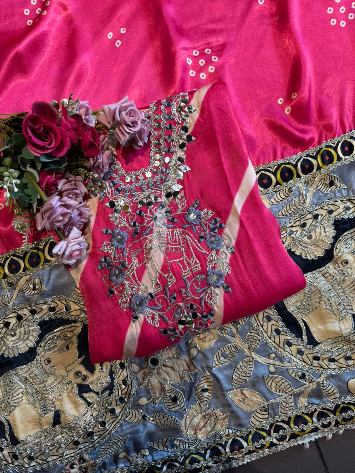 Satin-Silk Bandhani Suit