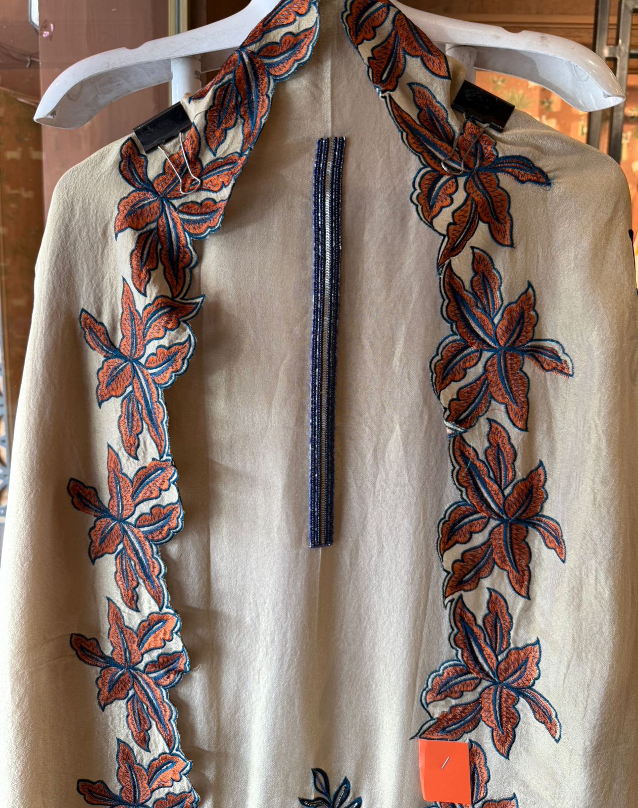 Light Beige Crepe Tissue Embroidered Unstitched Suit