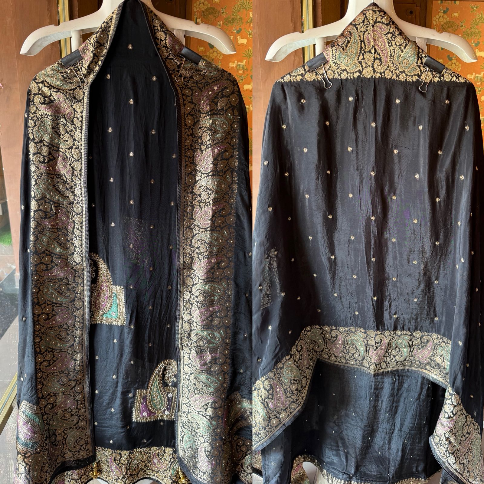 Regal Black Russian Jacquard Unstitched Festive Suit