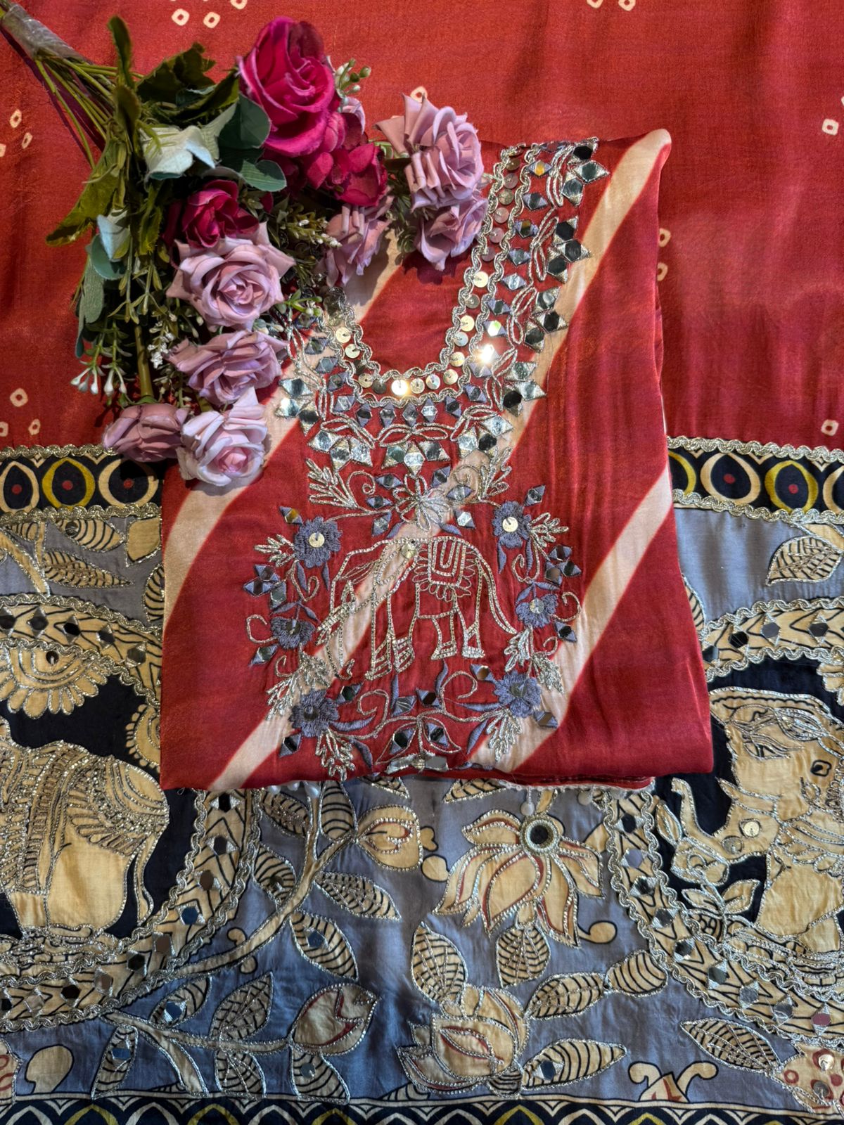 Satin-Silk Bandhani Suit