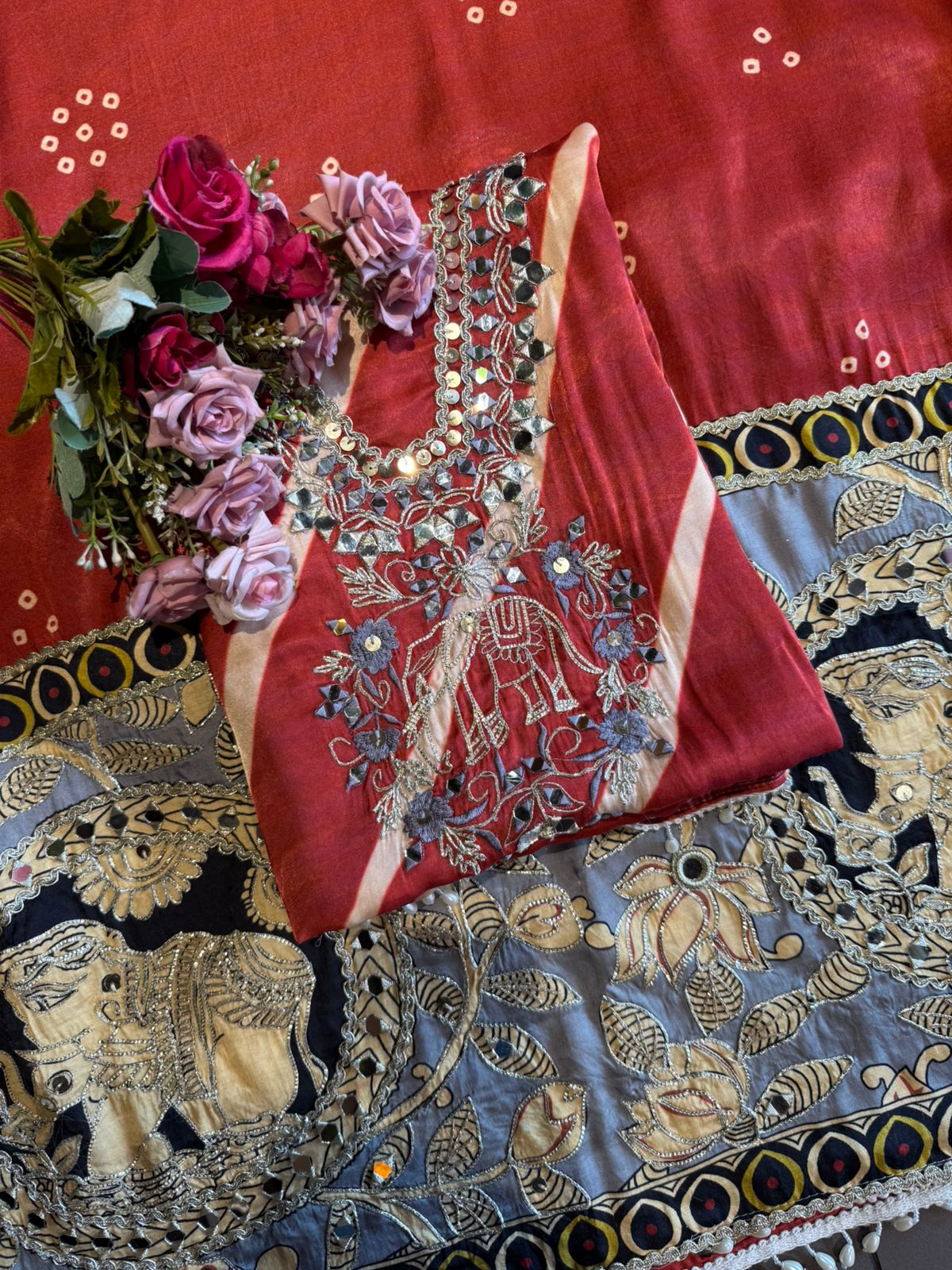 Satin-Silk Bandhani Suit