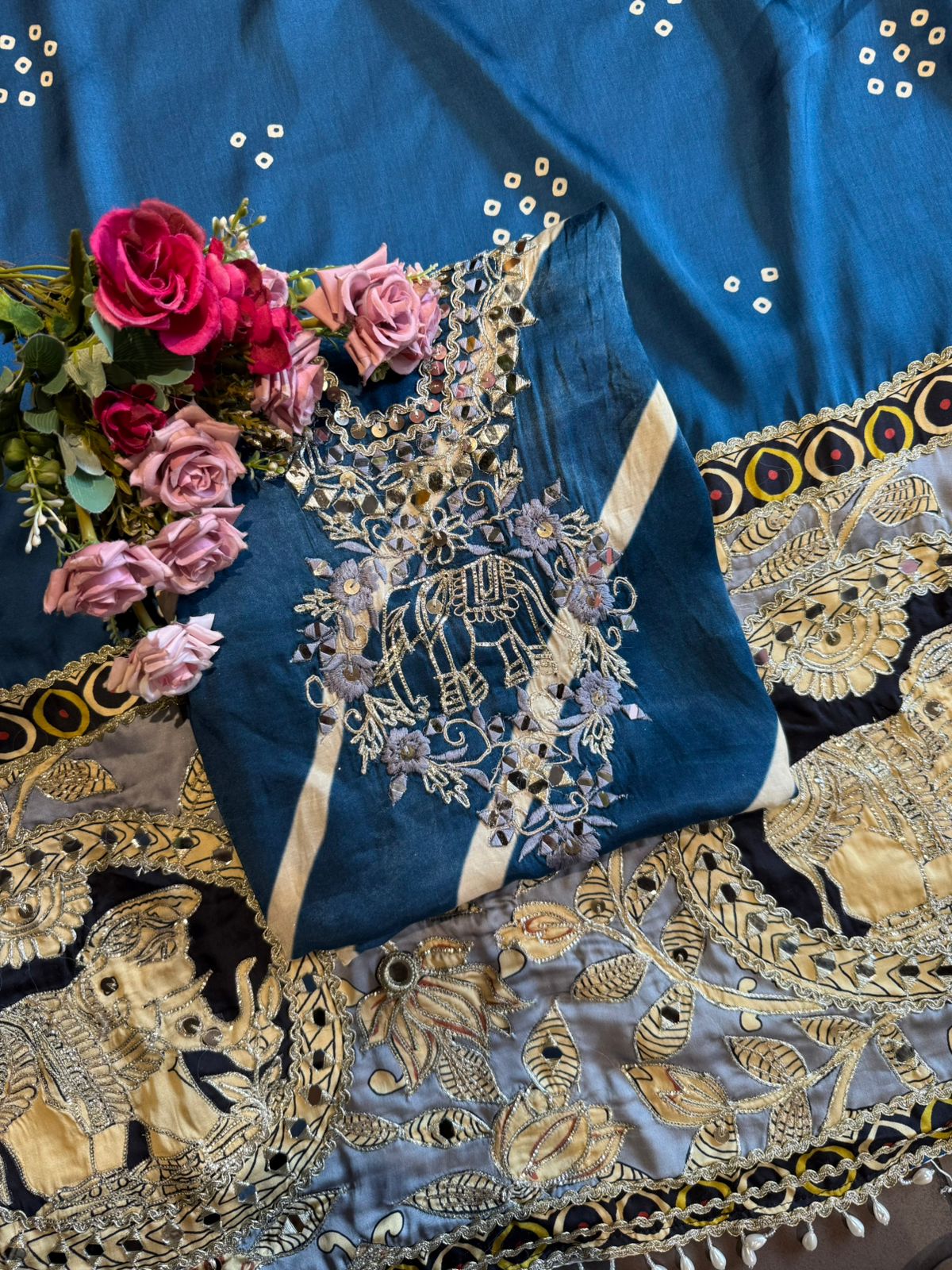 Satin-Silk Bandhani Suit