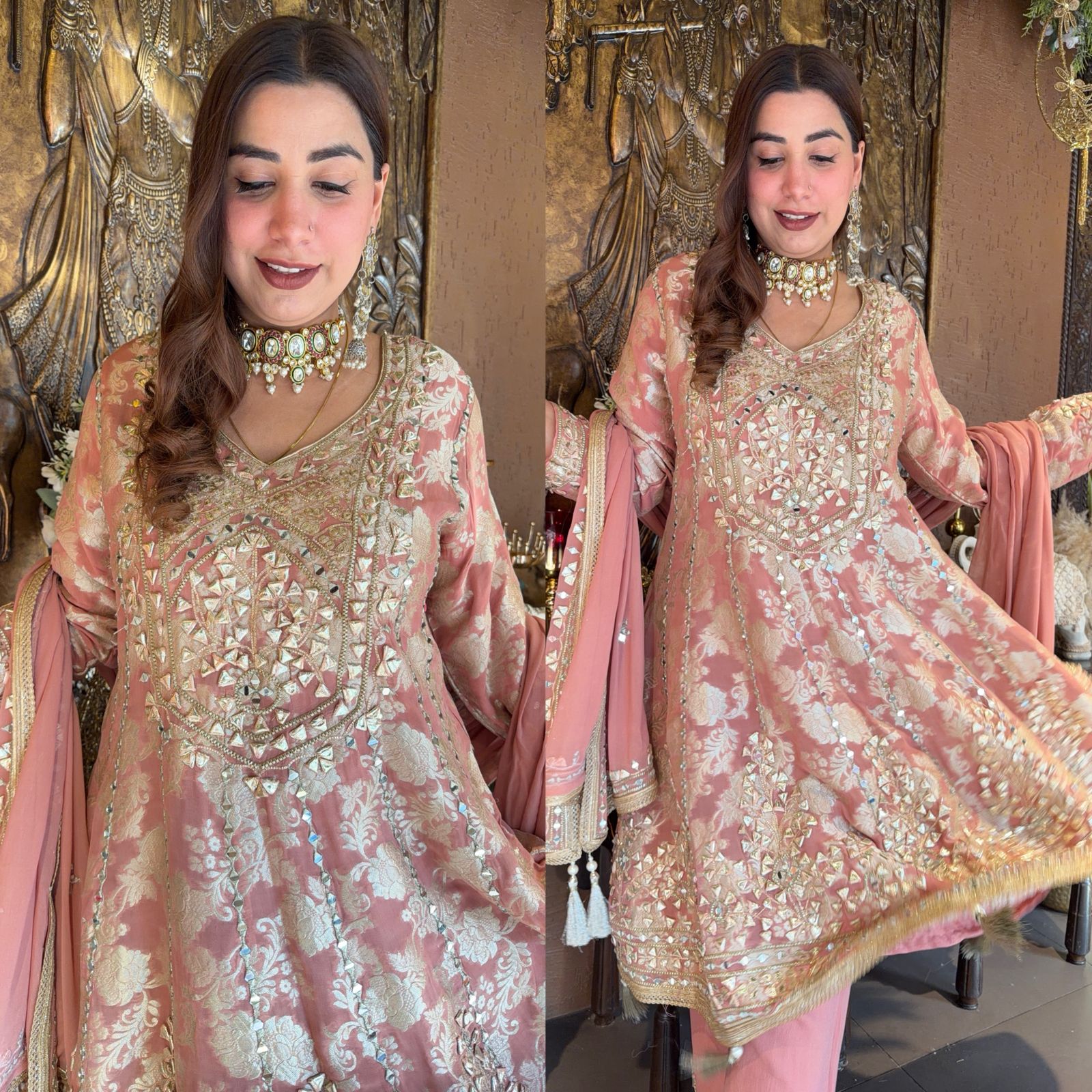 Traditional heavily embroidered Anarkali suit