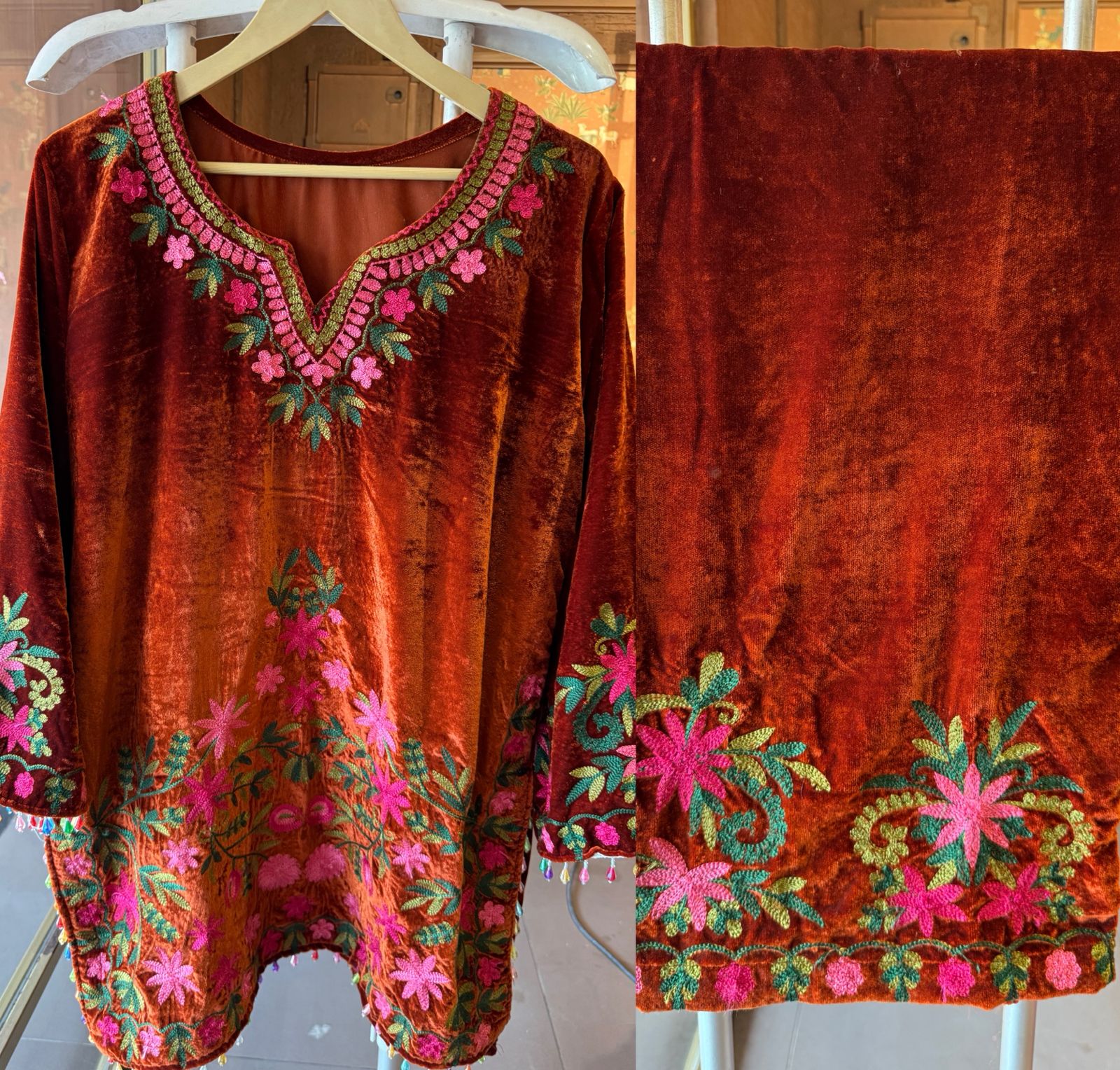 Velvet Coord set with kashmiri Kadhai