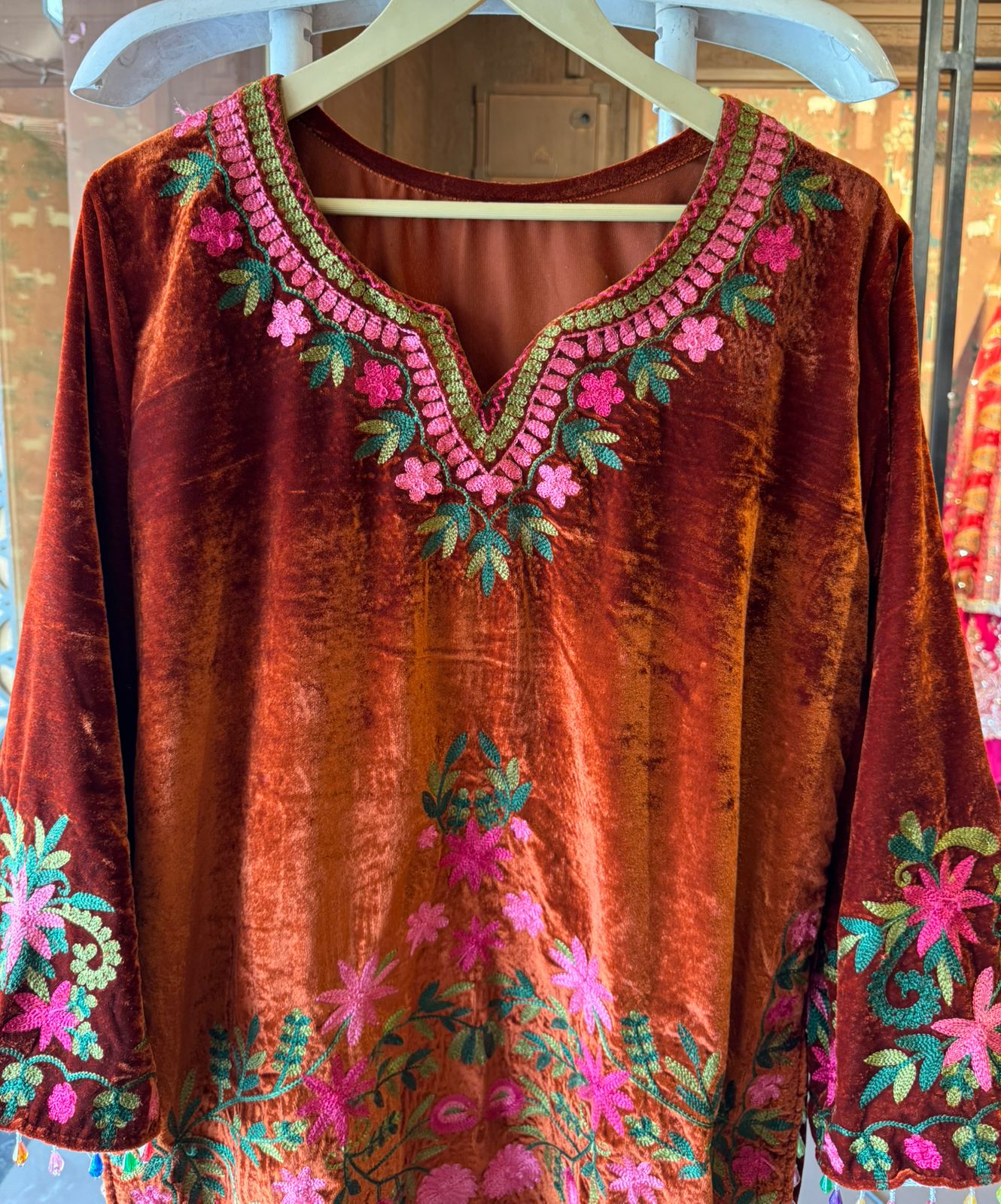 Velvet Coord set with kashmiri Kadhai